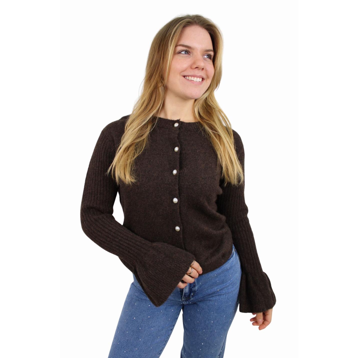 SOFT PEARL CARDIGAN | BROWN