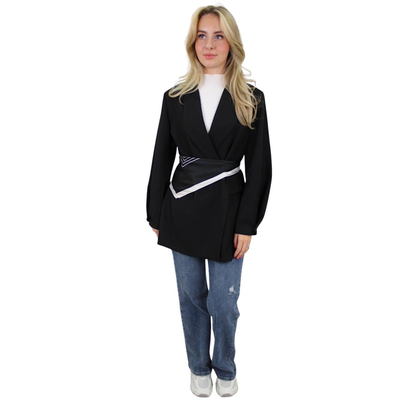 SATIN SCARF LINES | BLACK; Afbeelding: 3