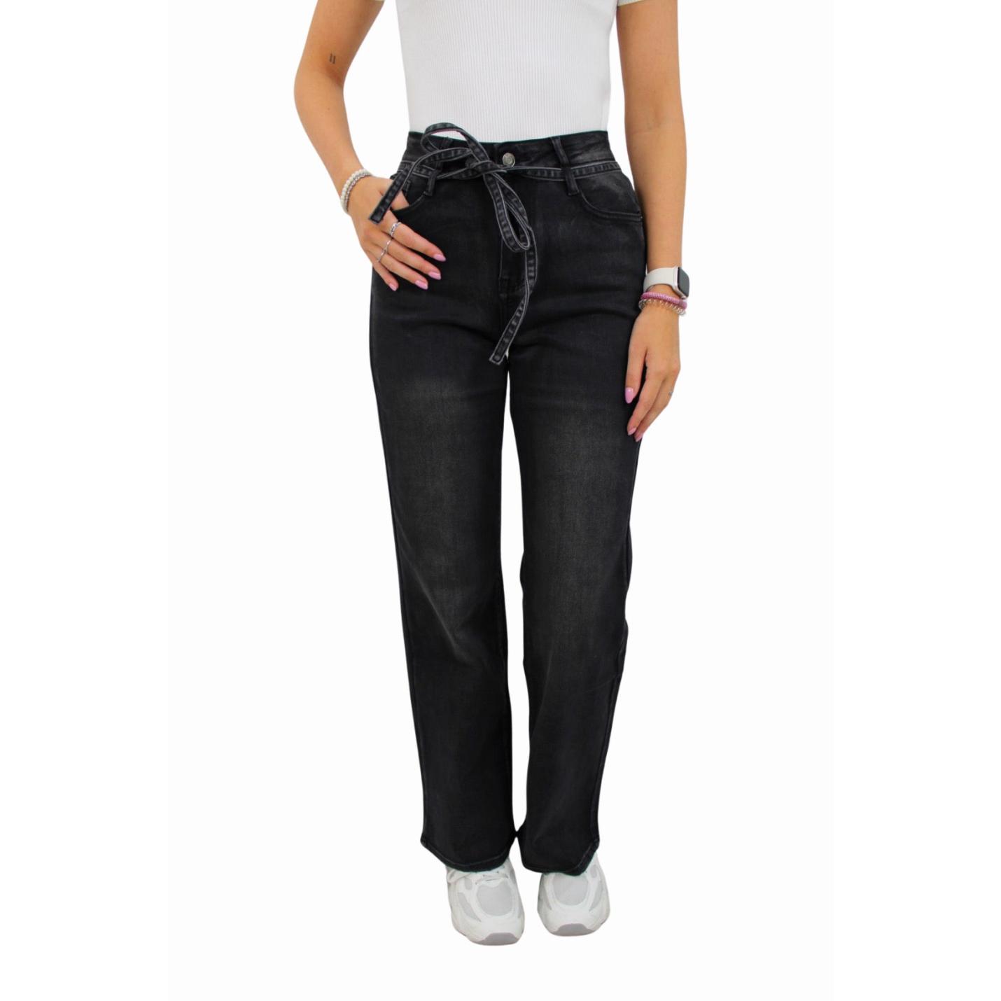 LAULIA BELT STRAIGHT LEG JEANS | BLACK - 34/XS