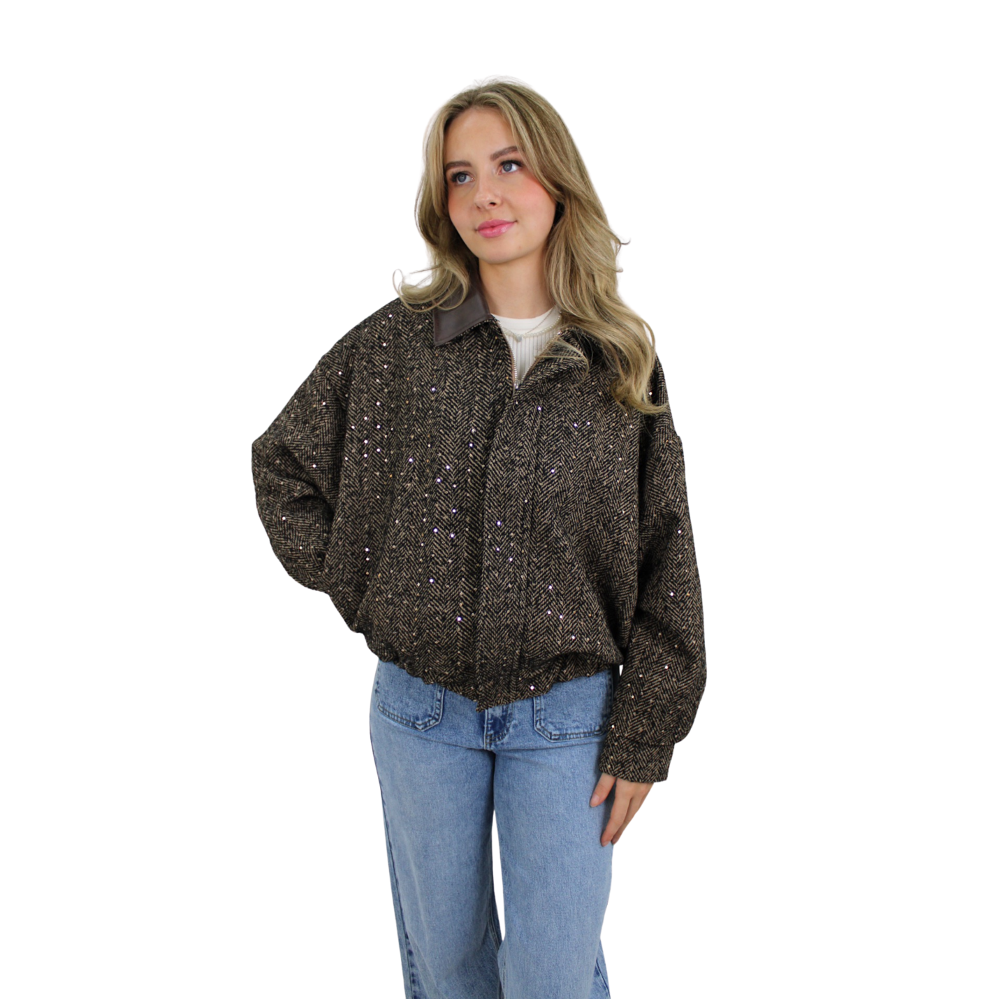LOUA GLITTER BOMBER | BROWN