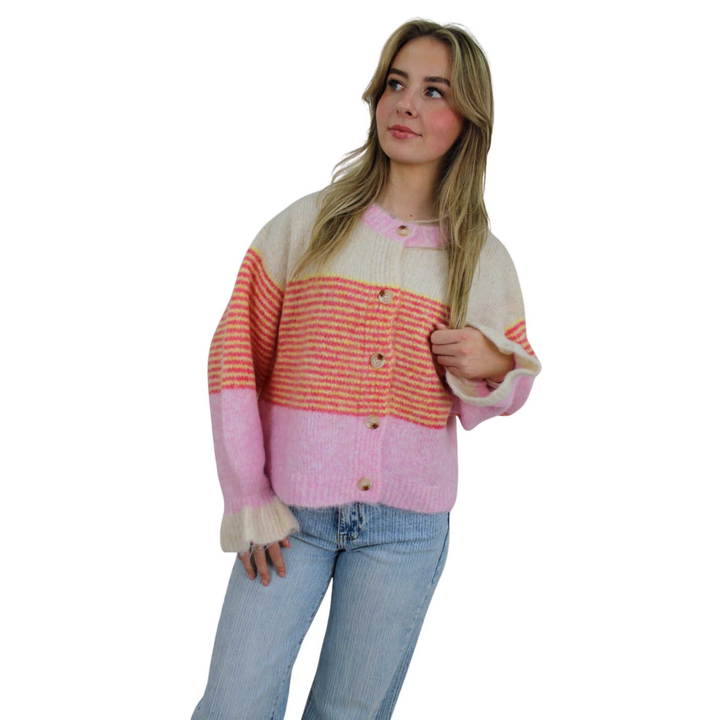 HOLLY CUTE CARDIGAN | MULTI PINK - S/M; Afbeelding: 4