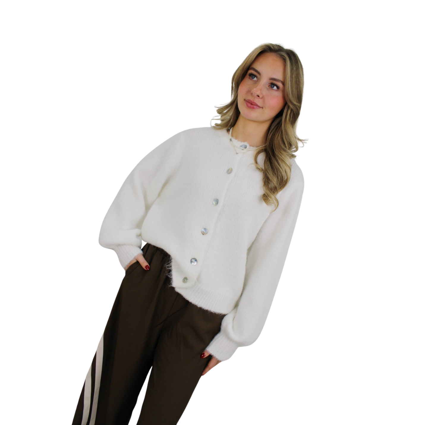 SOFT BASIC CARDIGAN | WHITE - S/M; Afbeelding: 3