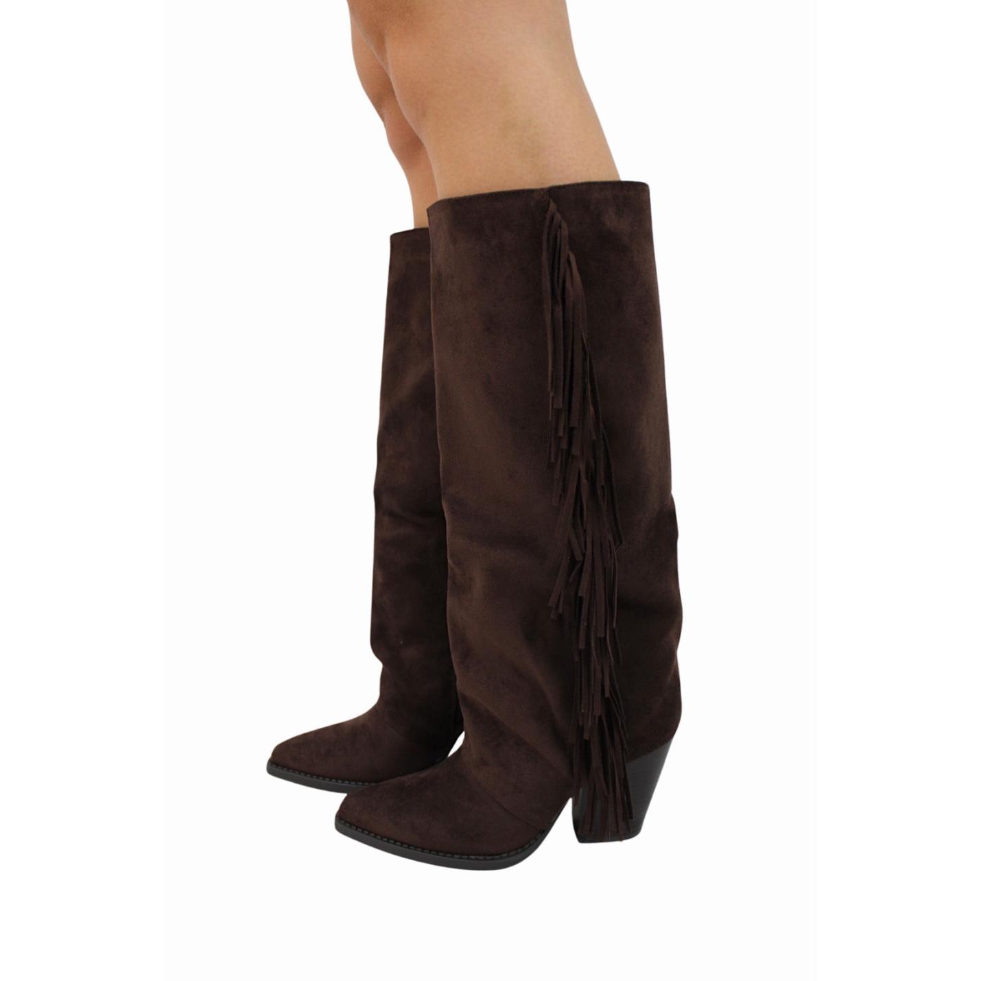SUEDE FRANJE COWBOYBOOTS | BROWN - 36; Afbeelding: 3