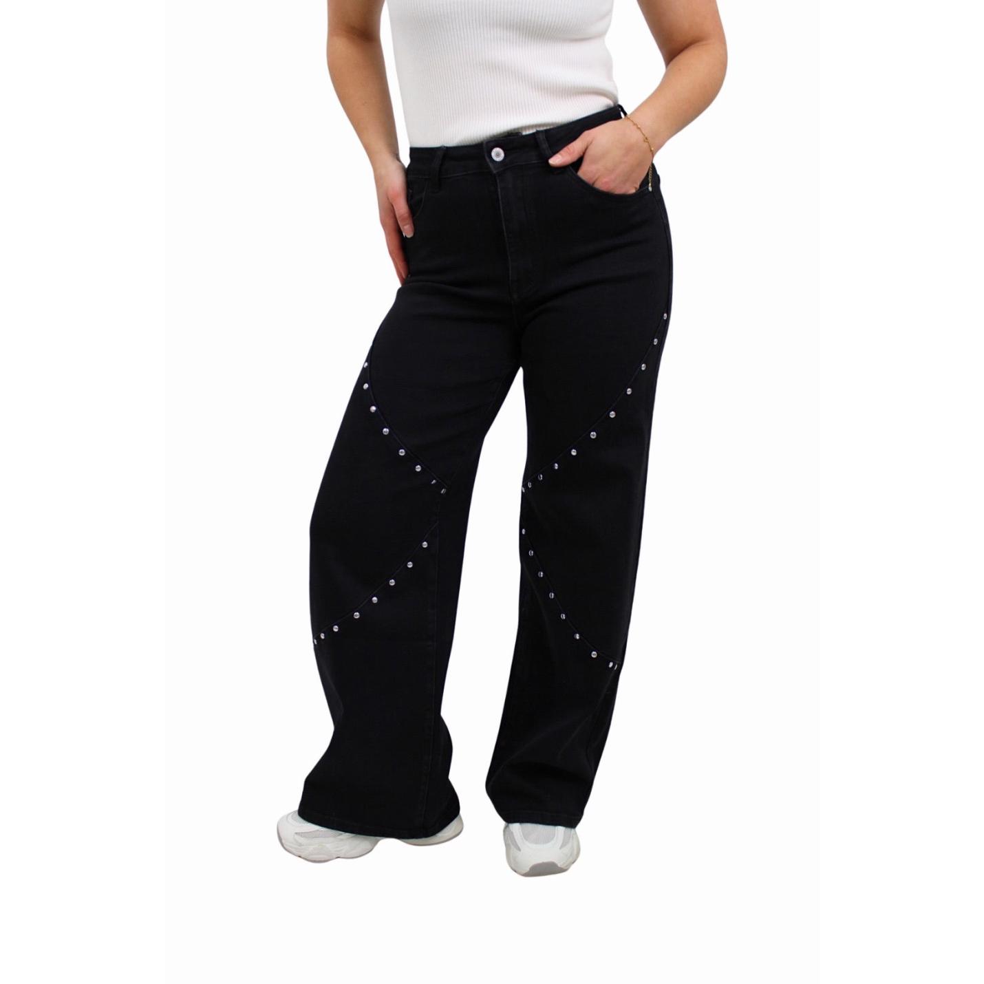 STUDS WIDE LEG JEANS ST6115-2 | BLACK - 36/S; Afbeelding: 3