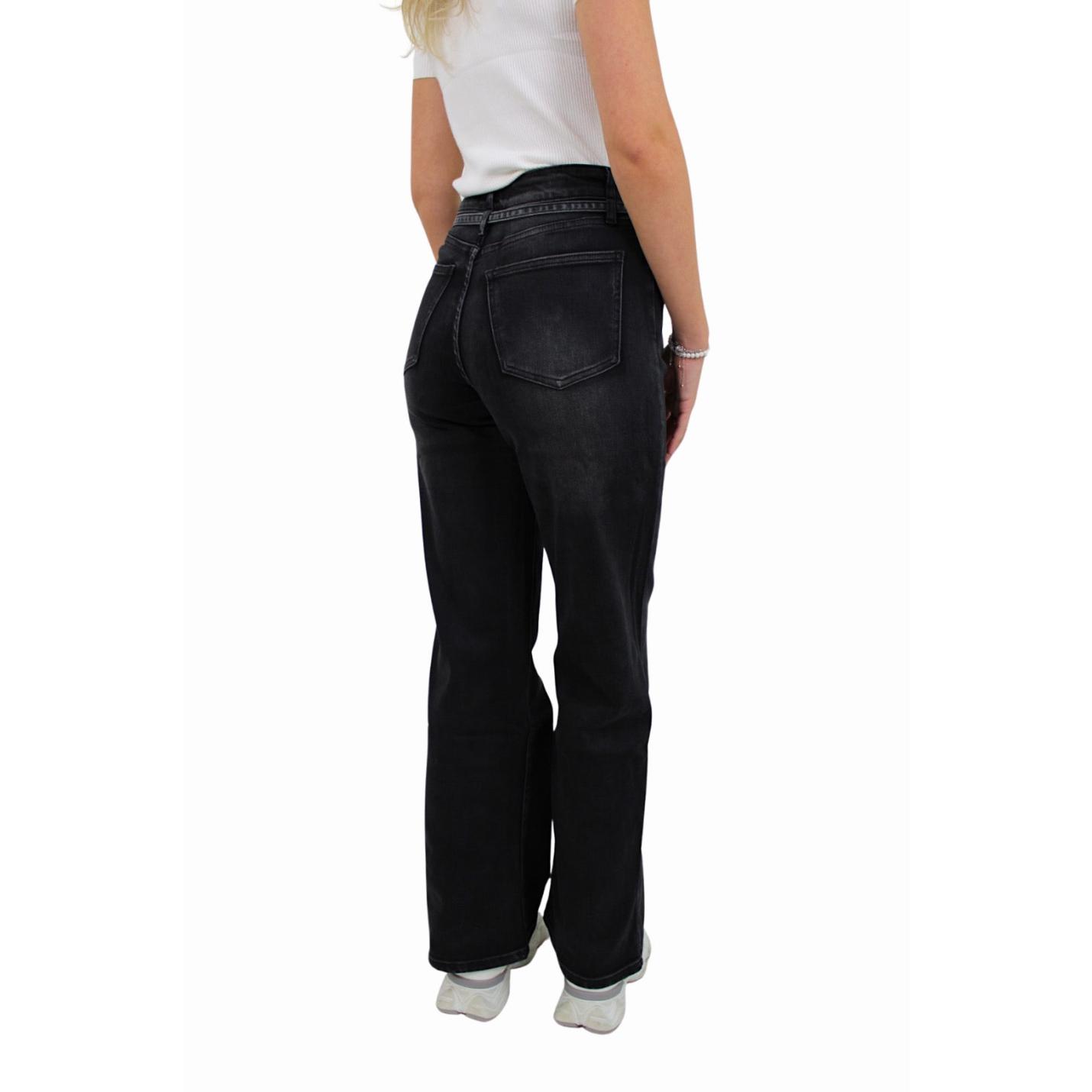 LAULIA BELT STRAIGHT LEG JEANS | BLACK - 34/XS; Afbeelding: 3