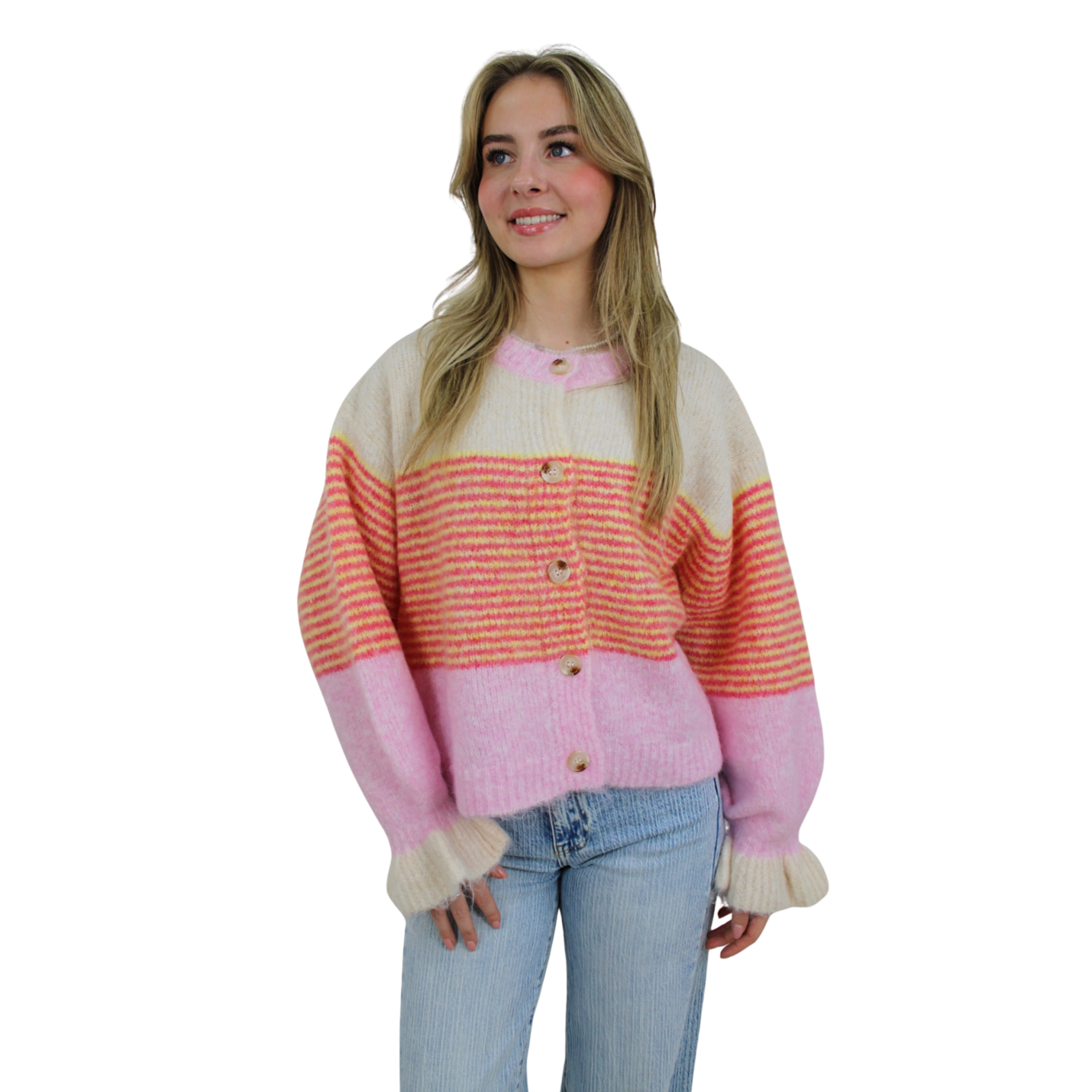 HOLLY CUTE CARDIGAN | MULTI PINK - S/M