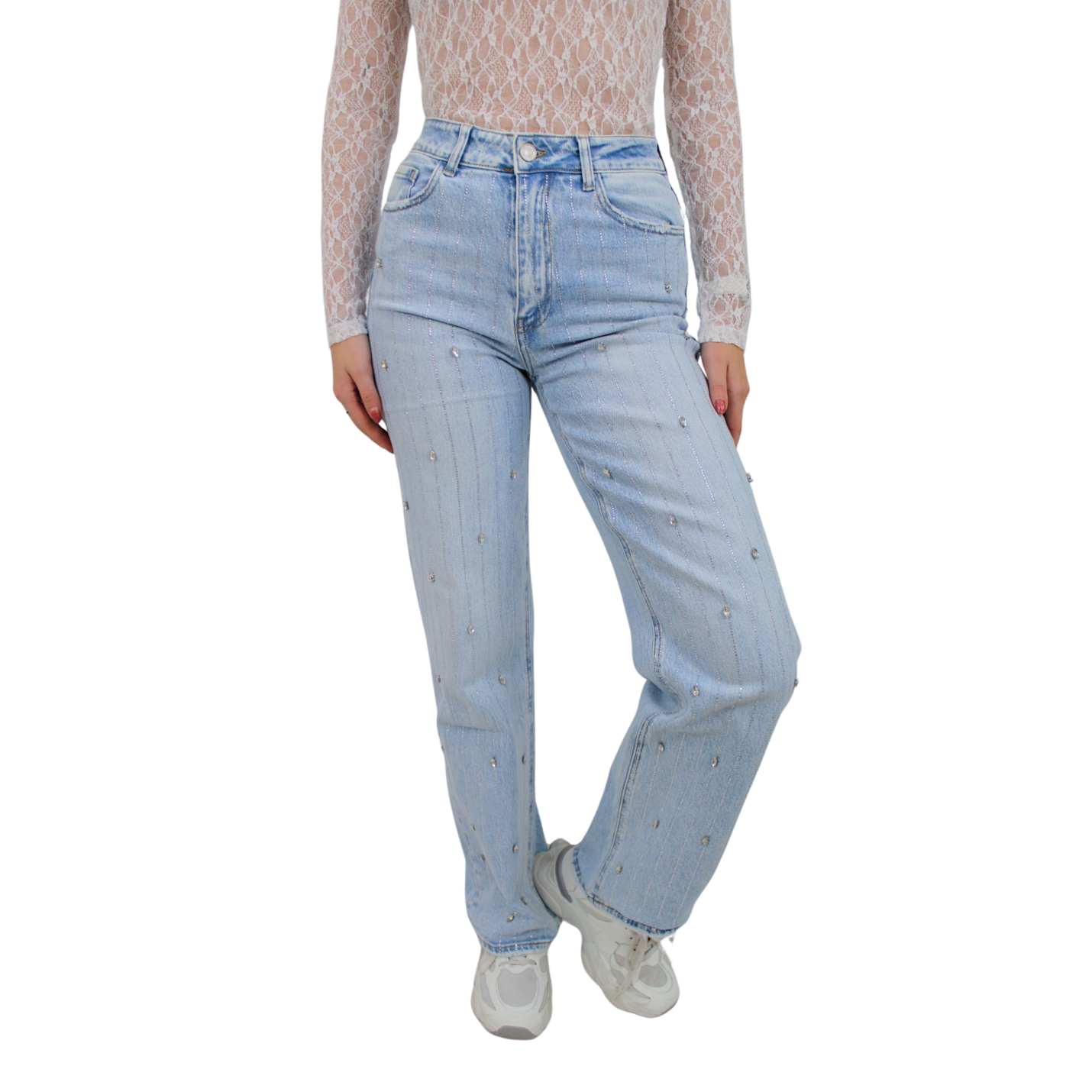 QUEEN HEARTS RHINESTONE WIDE LEG JEANS | W3708 - 34/XS