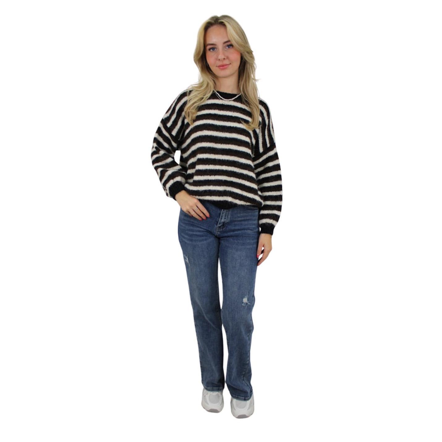 STRIPED COMFY KNIT | BLACK; Afbeelding: 2