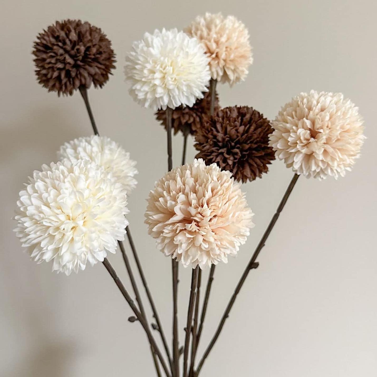 Zijdebloem Pompom tak M cream; Afbeelding: 4