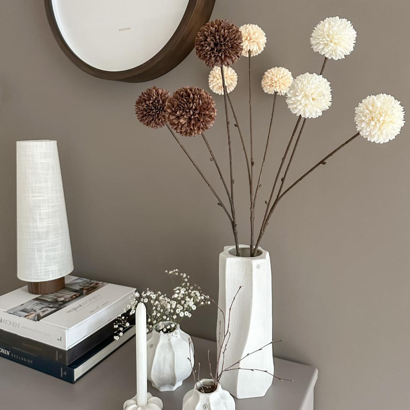 Zijdebloem Pompom tak M cream; Afbeelding: 5