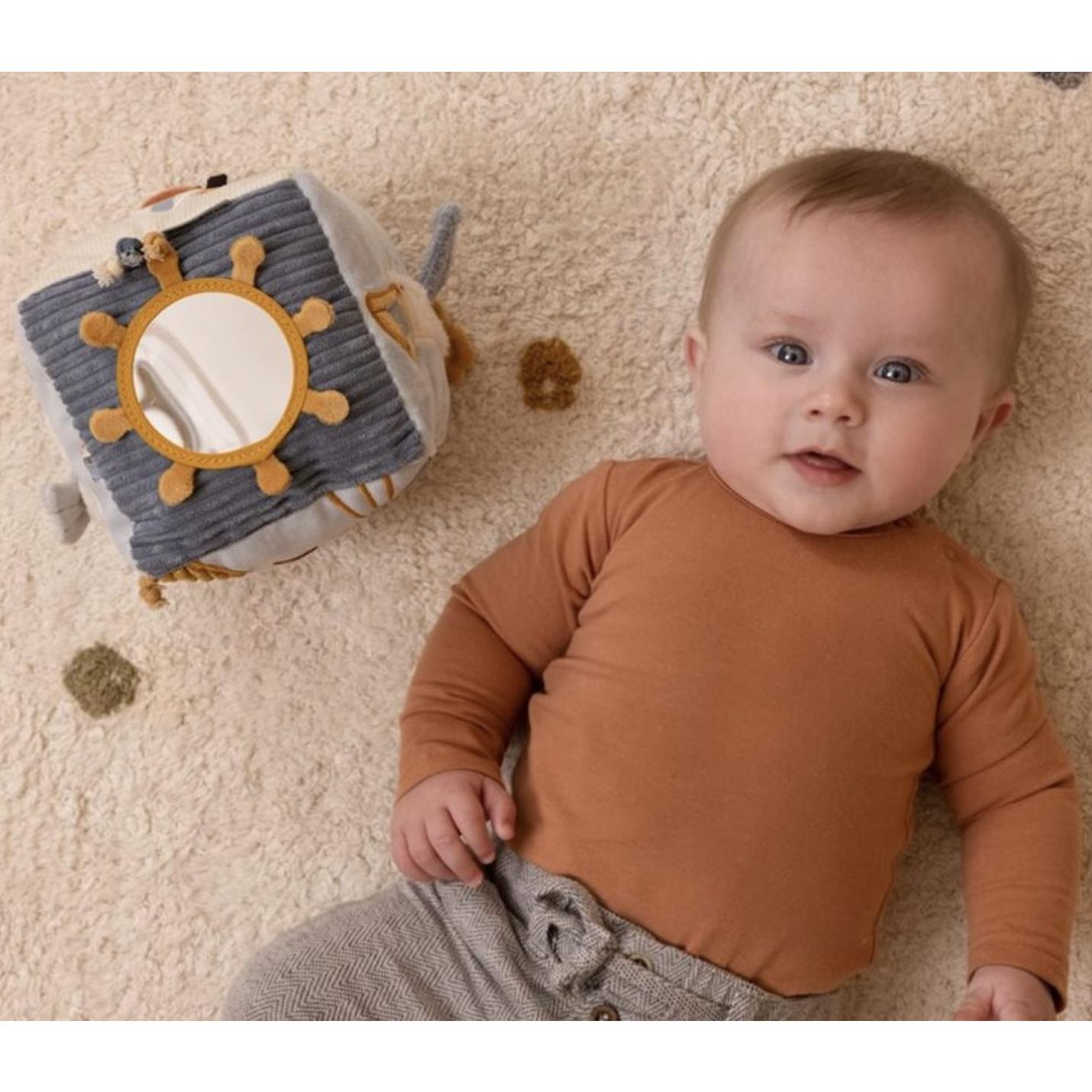 Pluche kubus blauw | Little Dutch; Afbeelding: 5