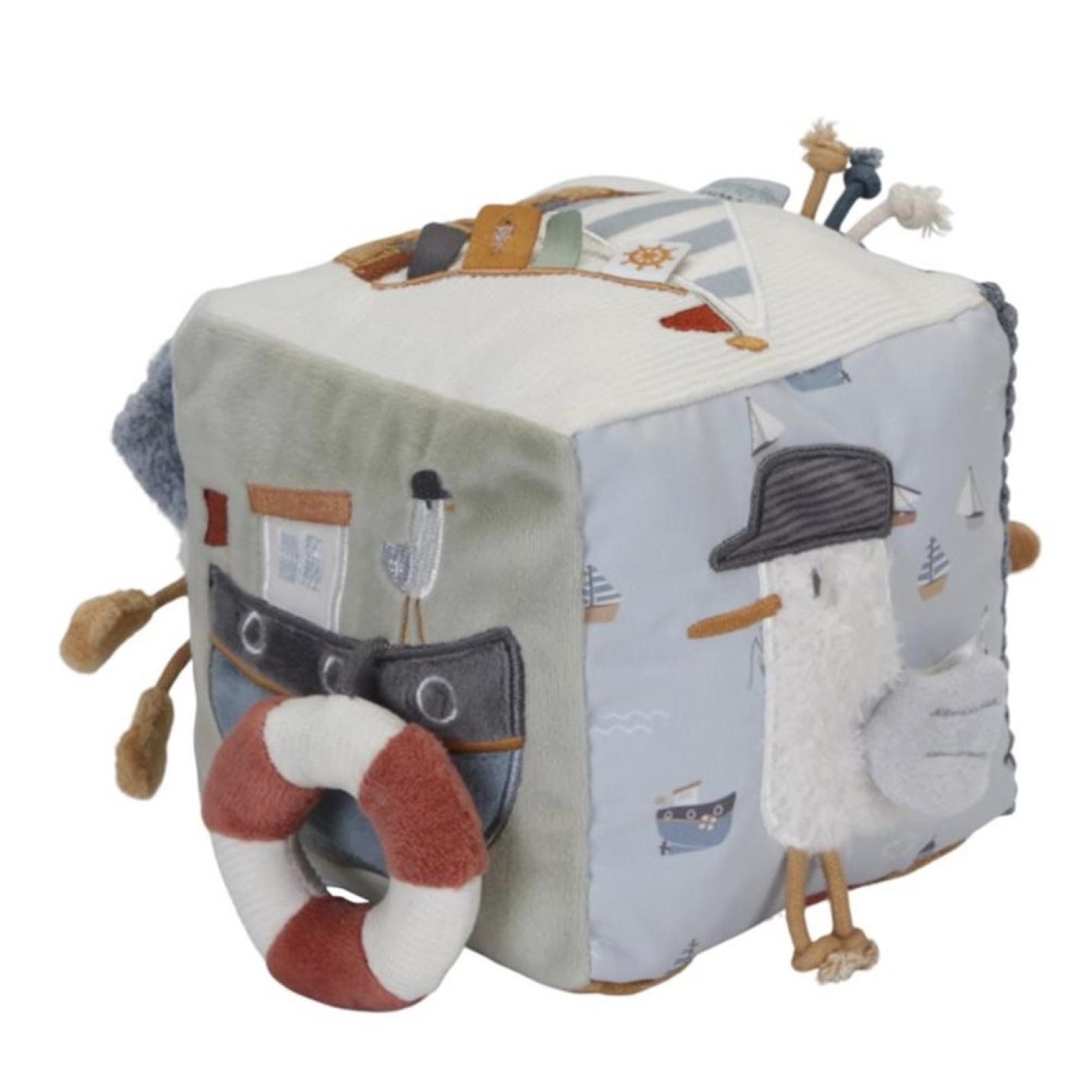 Pluche kubus blauw | Little Dutch