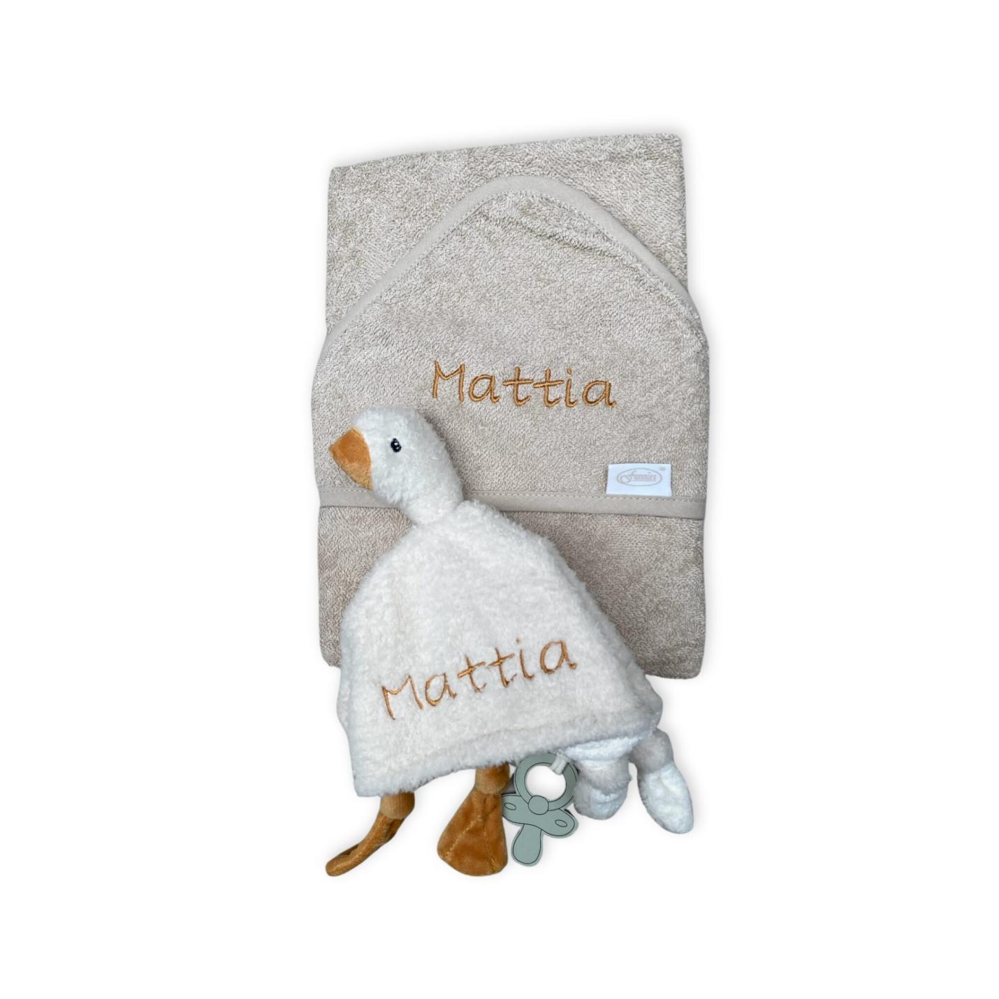 badcape en gans knuffeldoekje little dutch