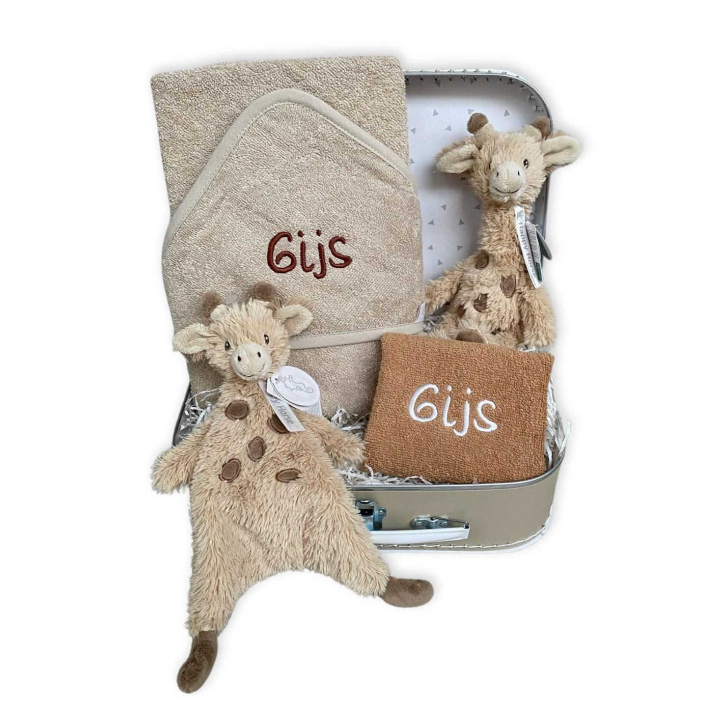 kraamcadeau koffer giraffe gus happy horse