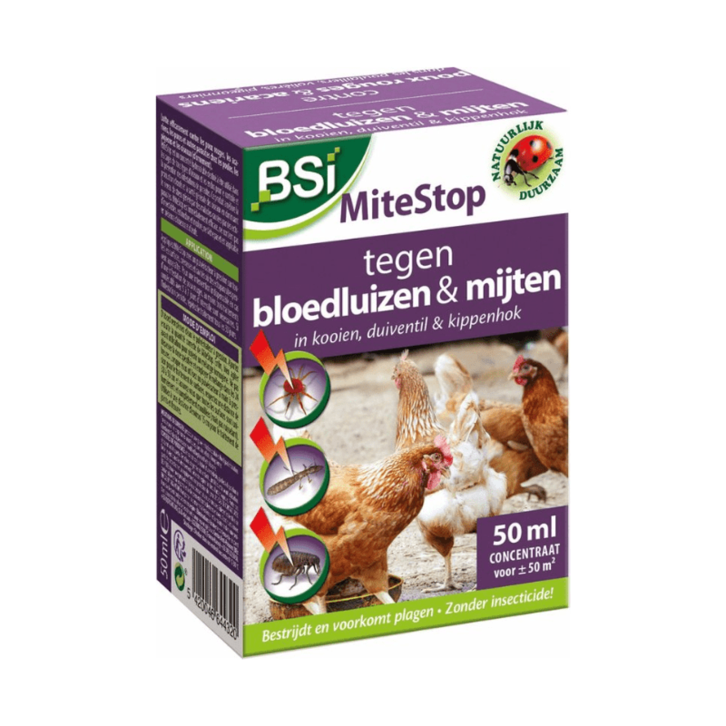 BSI Mitestop Concentraat - 50ml - Bloedluis, Vlooien en Mijten voor Kippen en Duiven