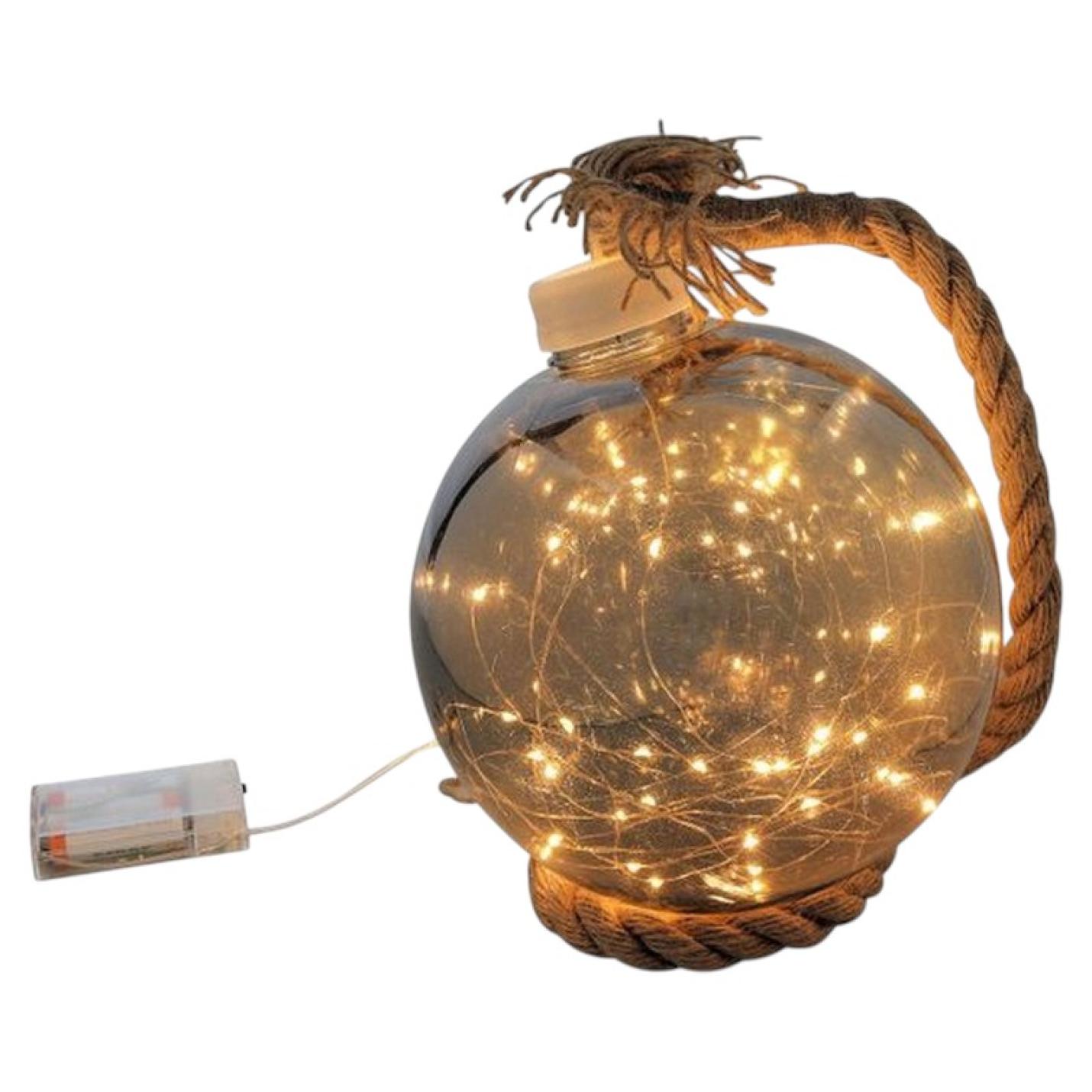 Kunststof Kerstbal met 20 LED lampjes aan touw