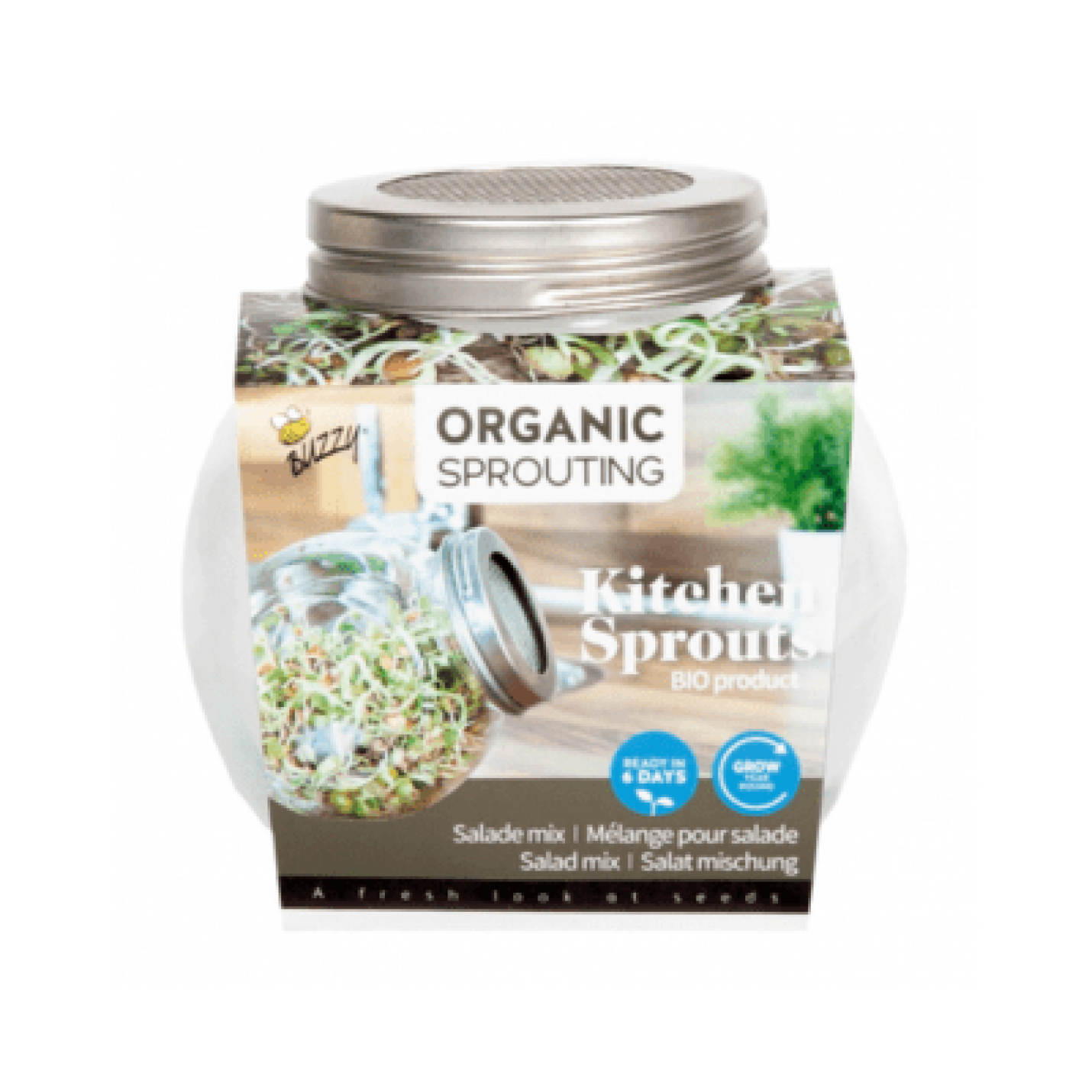 Buzzy® Bio Knip&Eet Spruitgroente Salademix in glazen pot