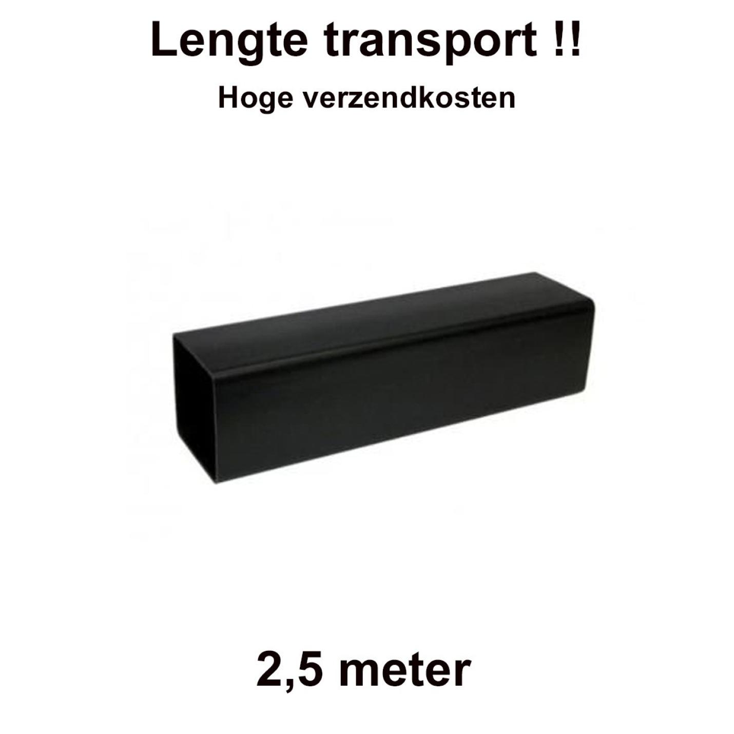 Square line regenpijp vierkant 65 mm zwart 2.5 meter