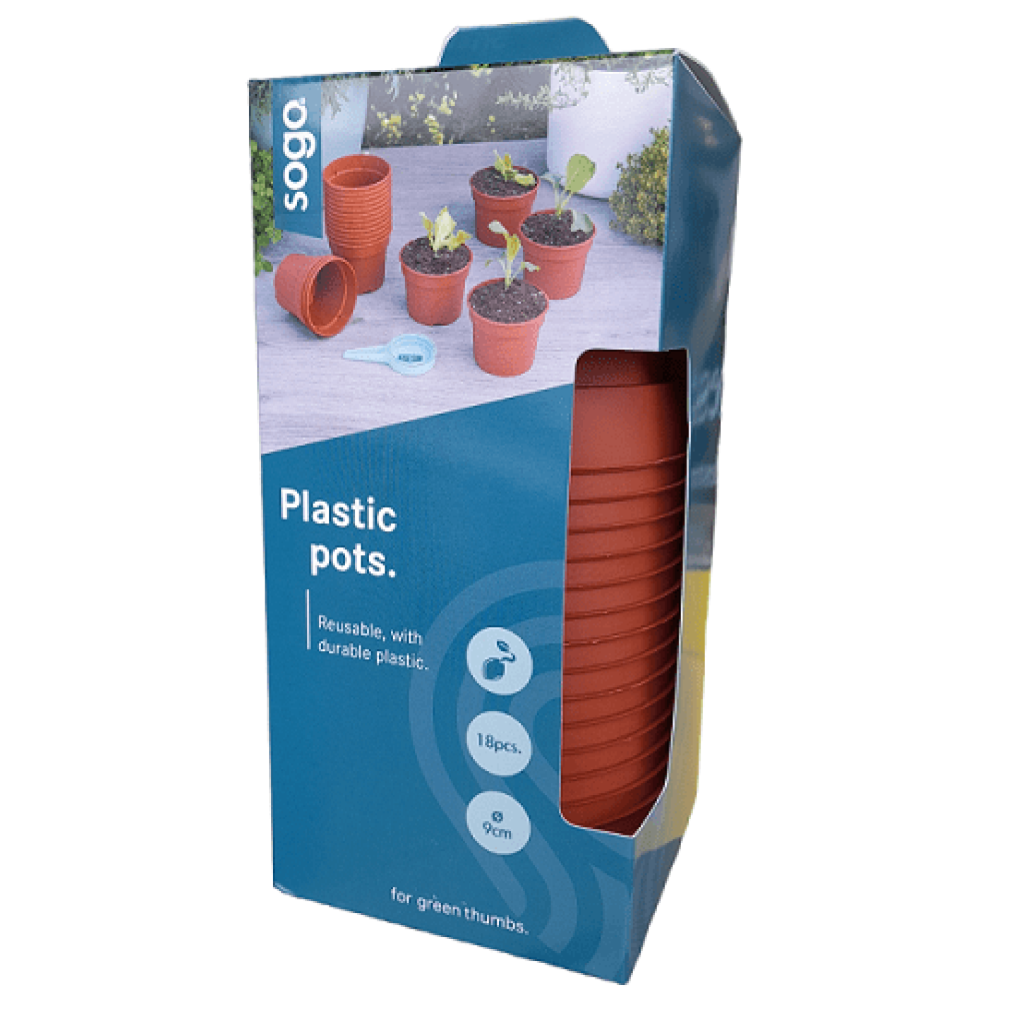 SOGO Plastic potje terra kleur 9cm 18st.