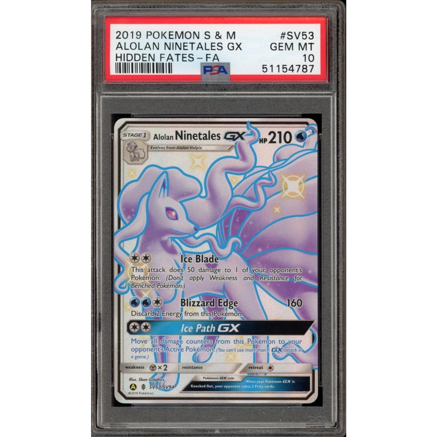 Alolan Ninetales GX (PSA 10) SV53/SV94 - Hidden Fates - Holofoil