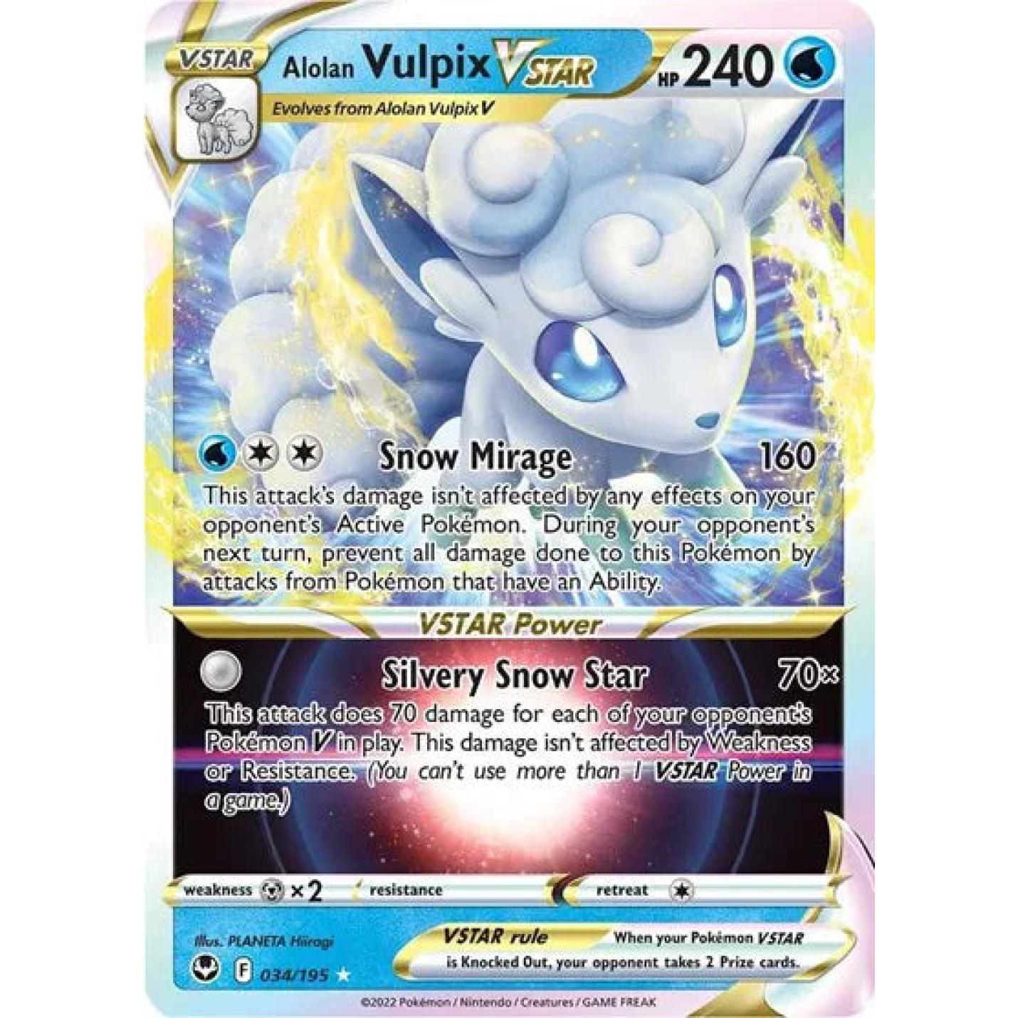 Alolan Vulpix VSTAR 034/195 - Silver Tempest - Holofoil