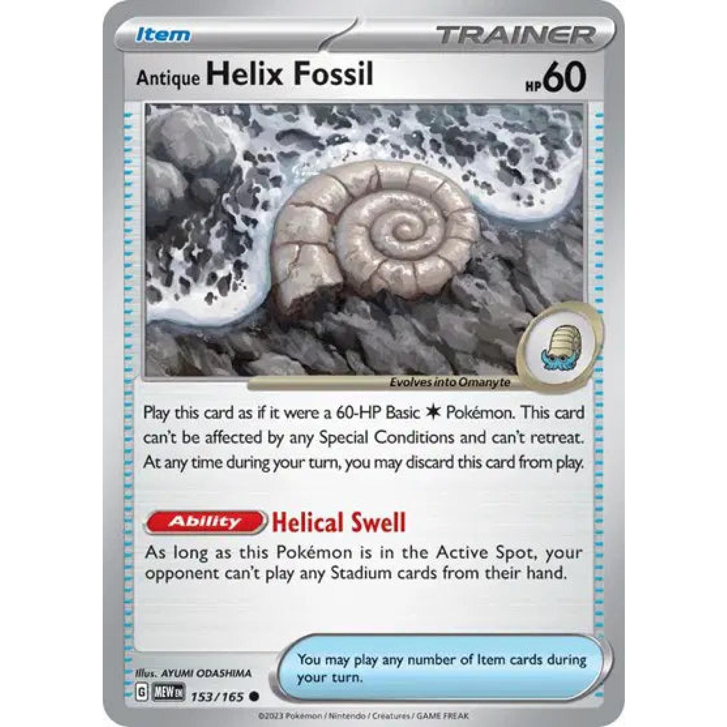 Antique Helix Fossil 153/165 - Scarlet & Violet 151 - Reverse Holofoil