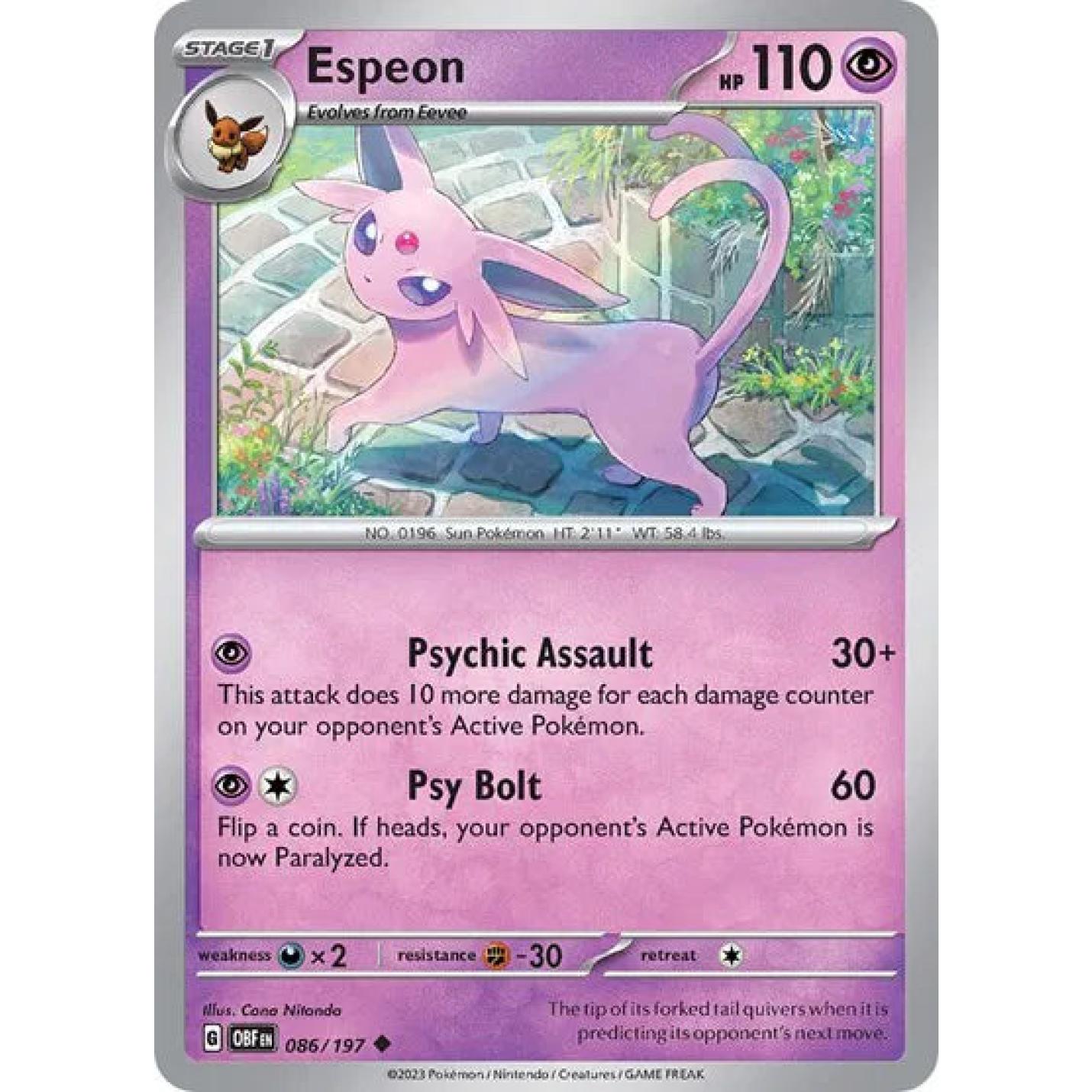 Espeon 086/197 - Obsidian Flames - Reverse Holofoil