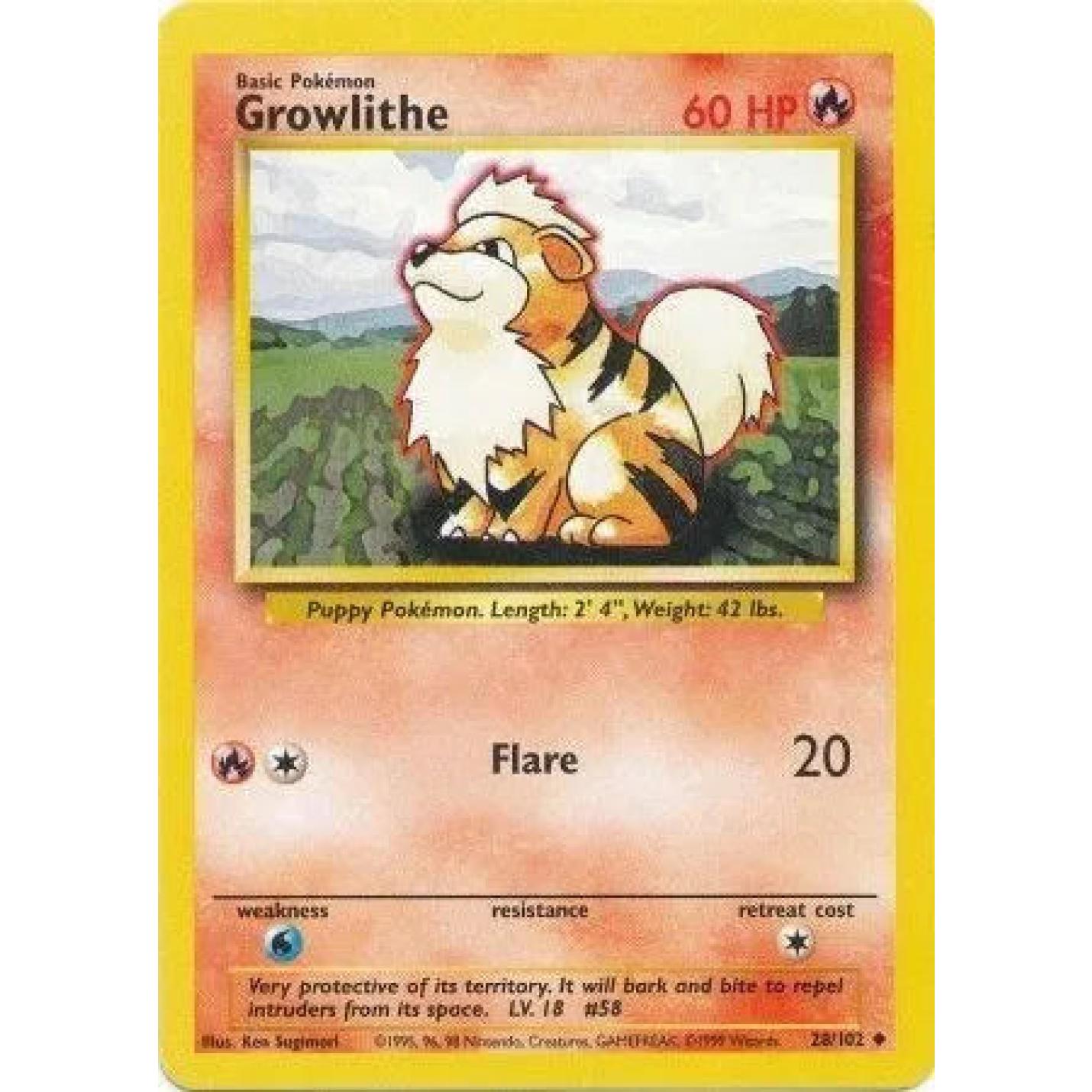 Growlithe 28/102 - Base Set (Unlimited) - Normal