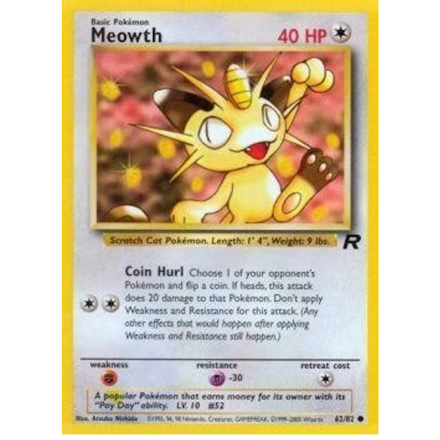 Meowth 62/82 - Team Rocket (Unlimited) - Normal