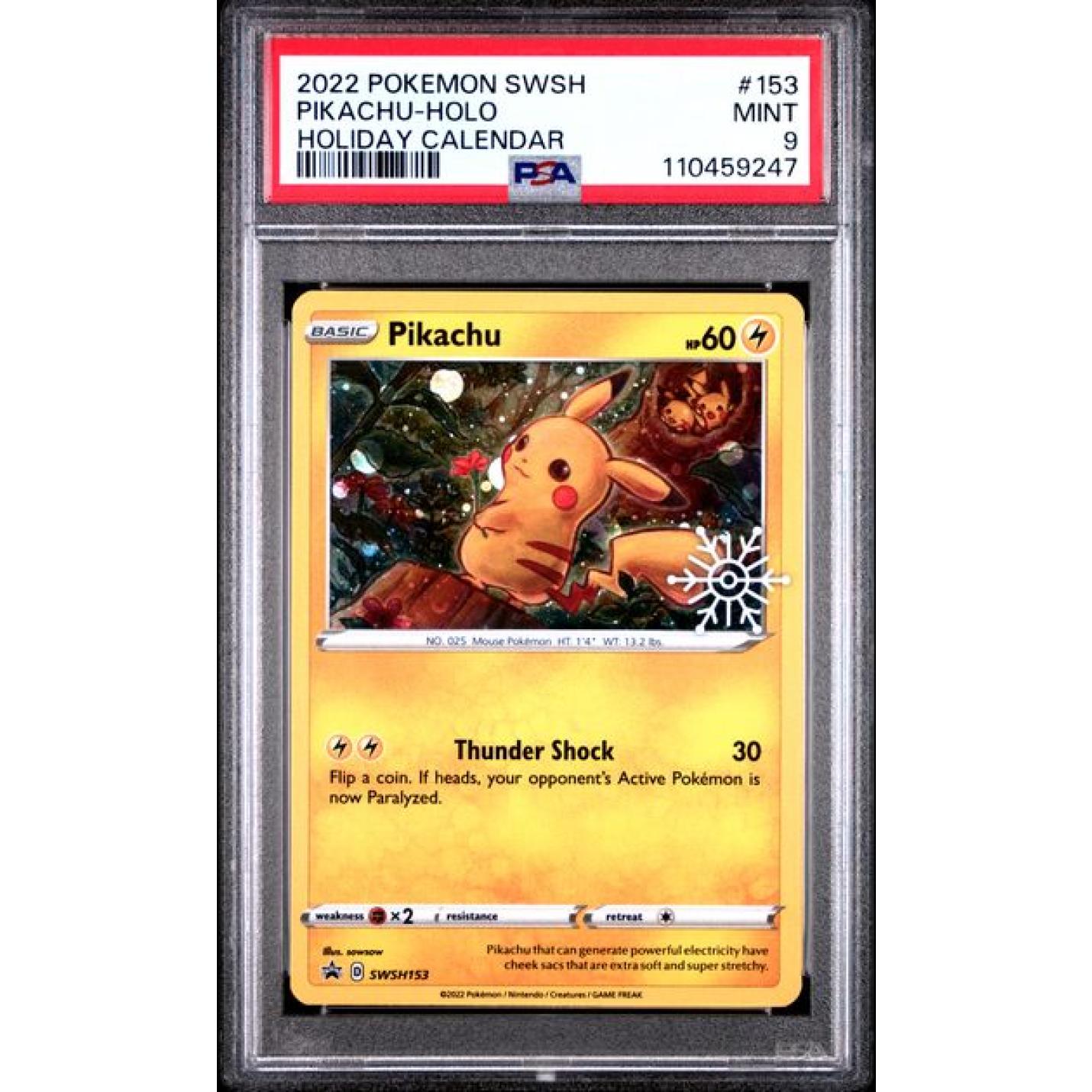 Pikachu (Holiday Calendar - PSA 9) SWSH153 - Sword & Shield Promo - Holofoil