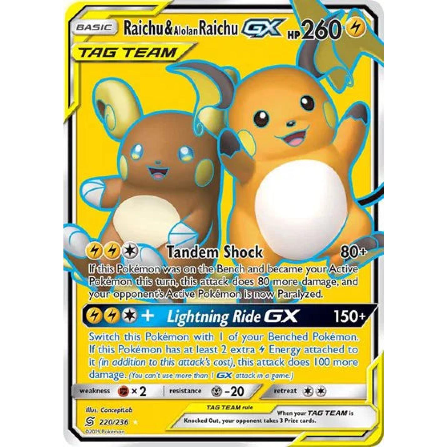 Raichu & Alolan Raichu GX 220/236 - Unified Minds - Holofoil