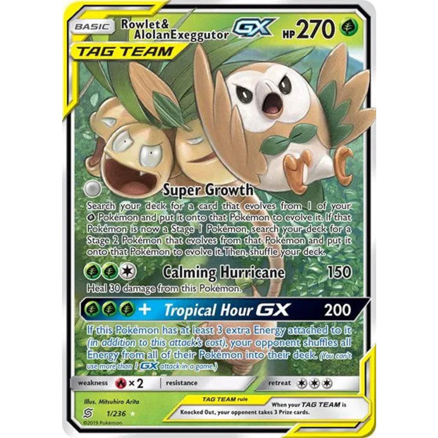 Rowlet & Alolan Exeggutor GX 1/236 - Unified Minds - Holofoil