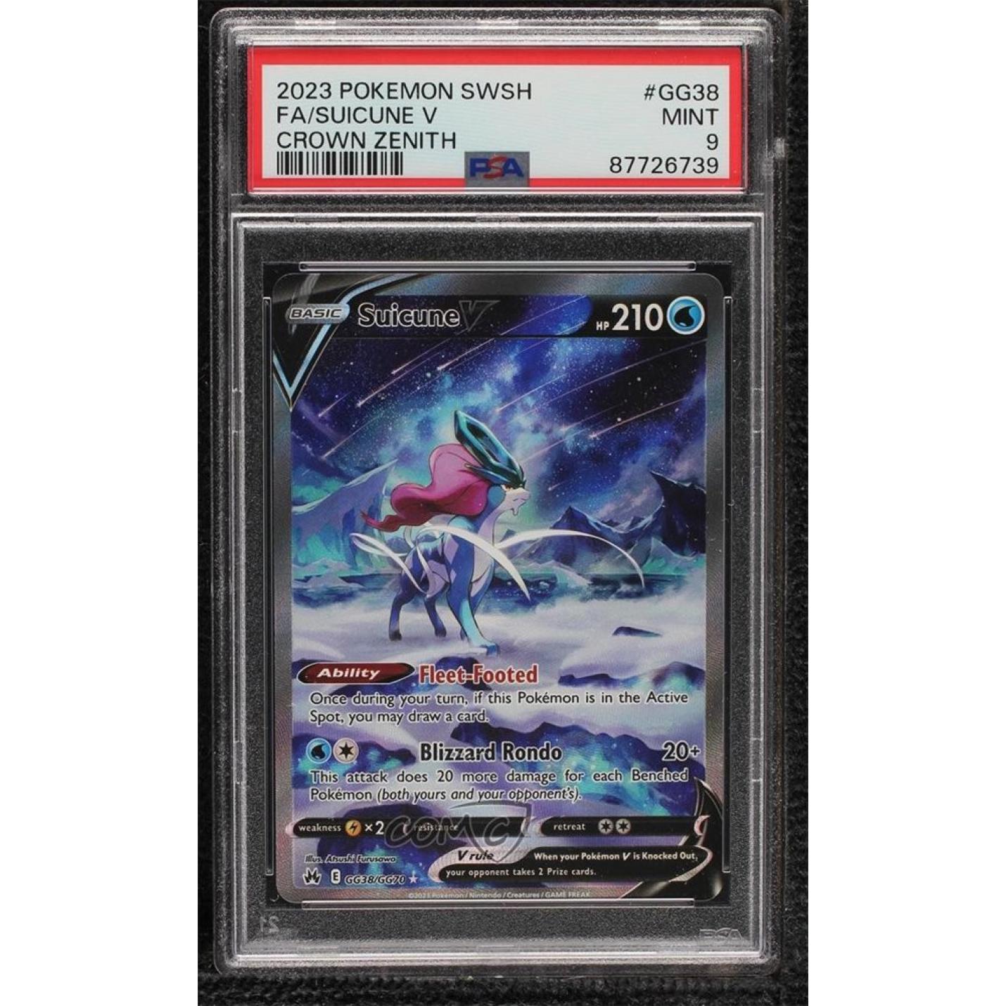 Suicune V (PSA 9) GG38/GG70 - Crown Zenith: Galarian Gallery - Holofoil