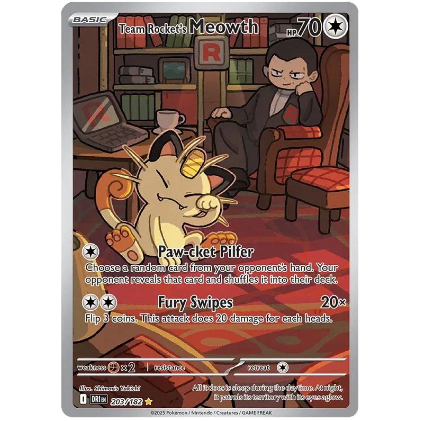 Team Rocket's Meowth 203/182 - Destined Rivals - Holofoil