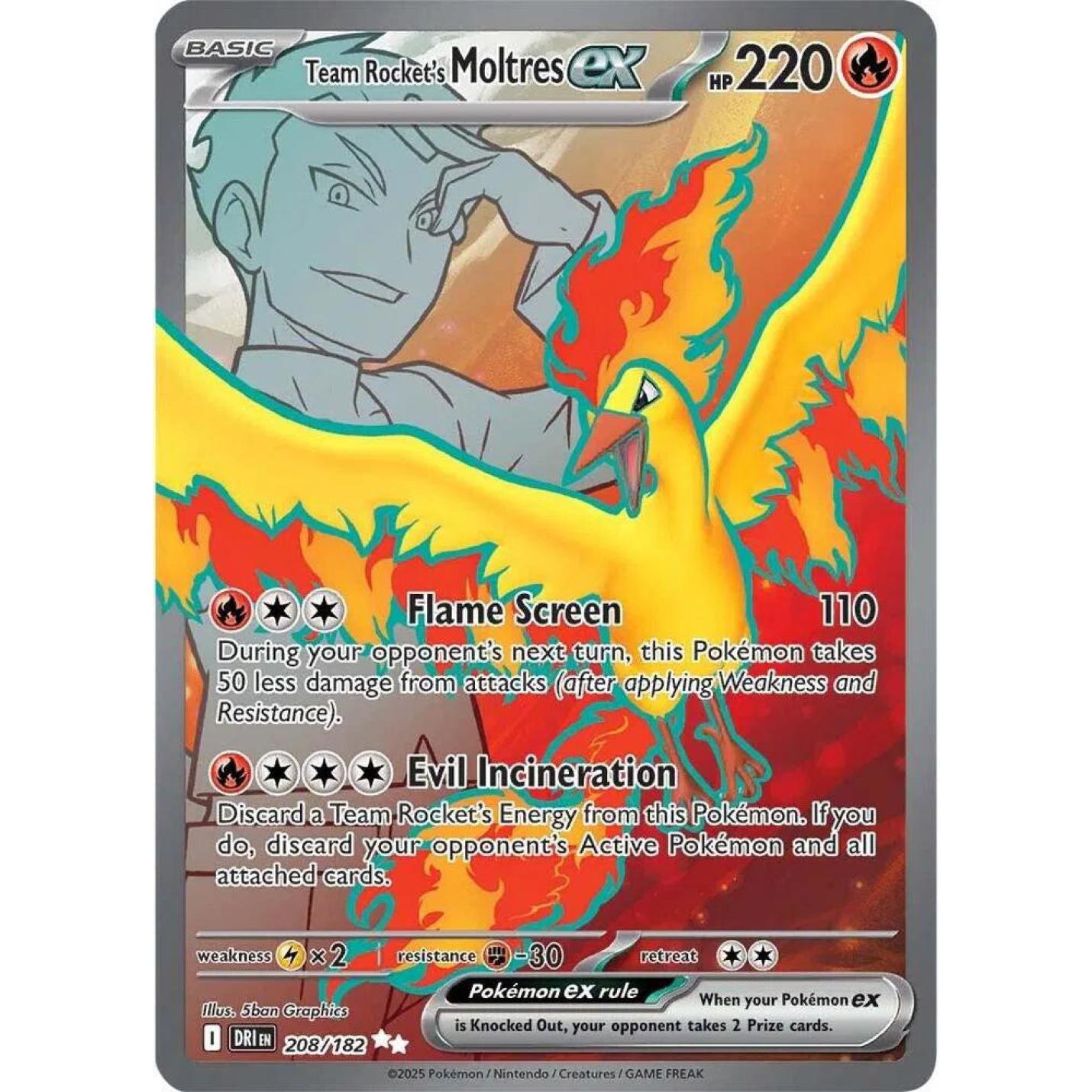 Team Rocket's Moltres ex 208/182 - Destined Rivals - Holofoil