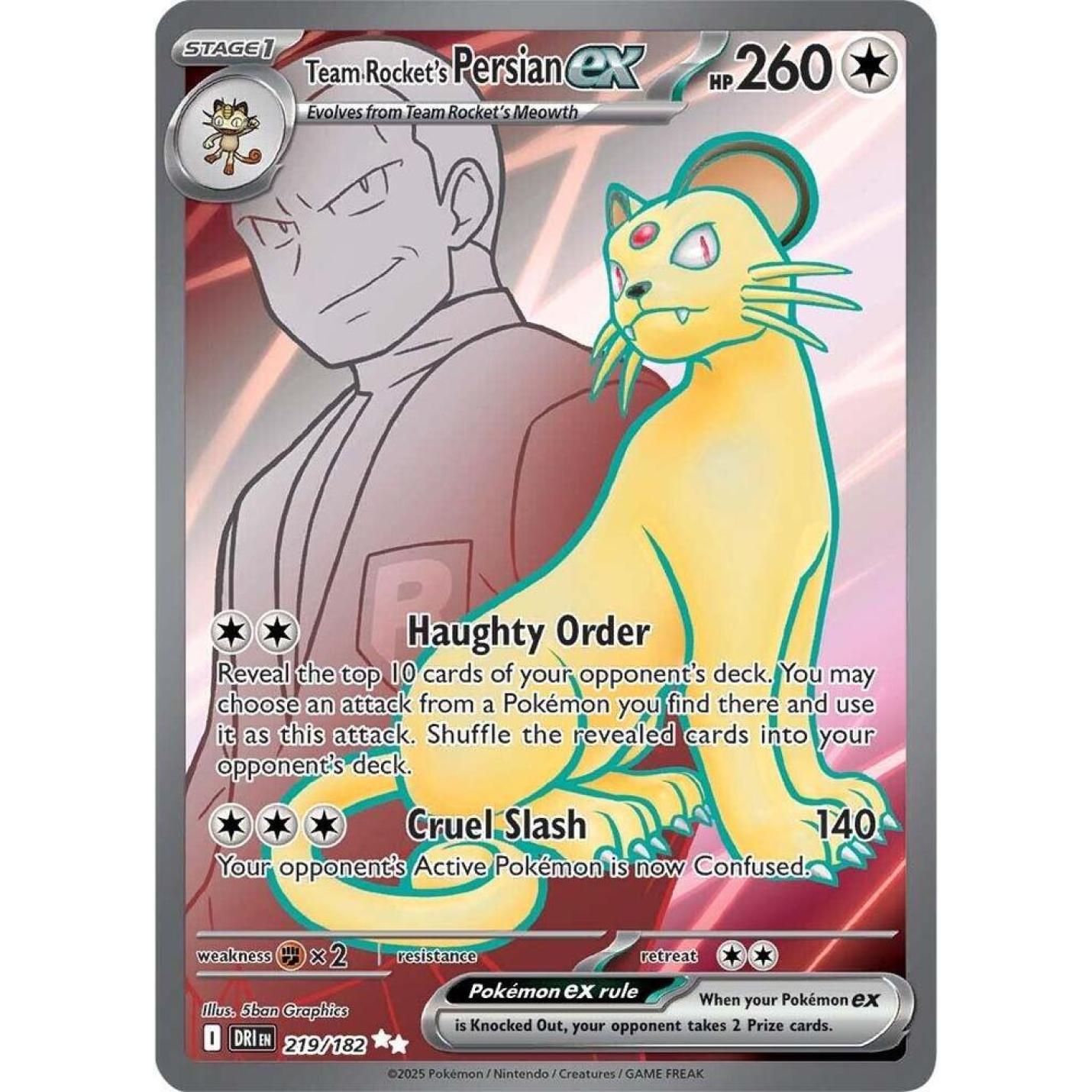 Team Rocket's Persian Ex 219/182 - Destined Rivals - Holofoil