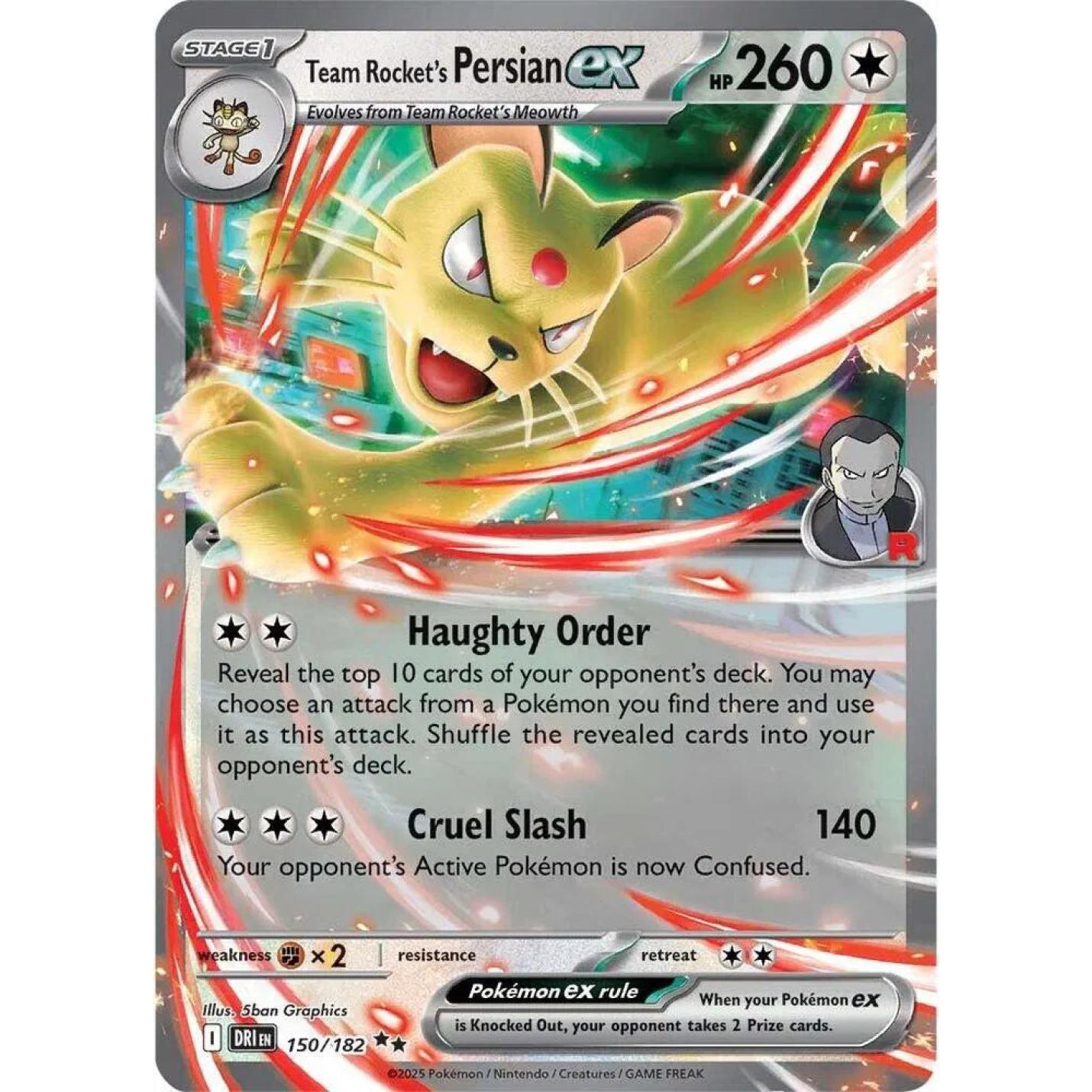 Team Rocket's Persian ex 150/182 - Destined Rivals - Holofoil