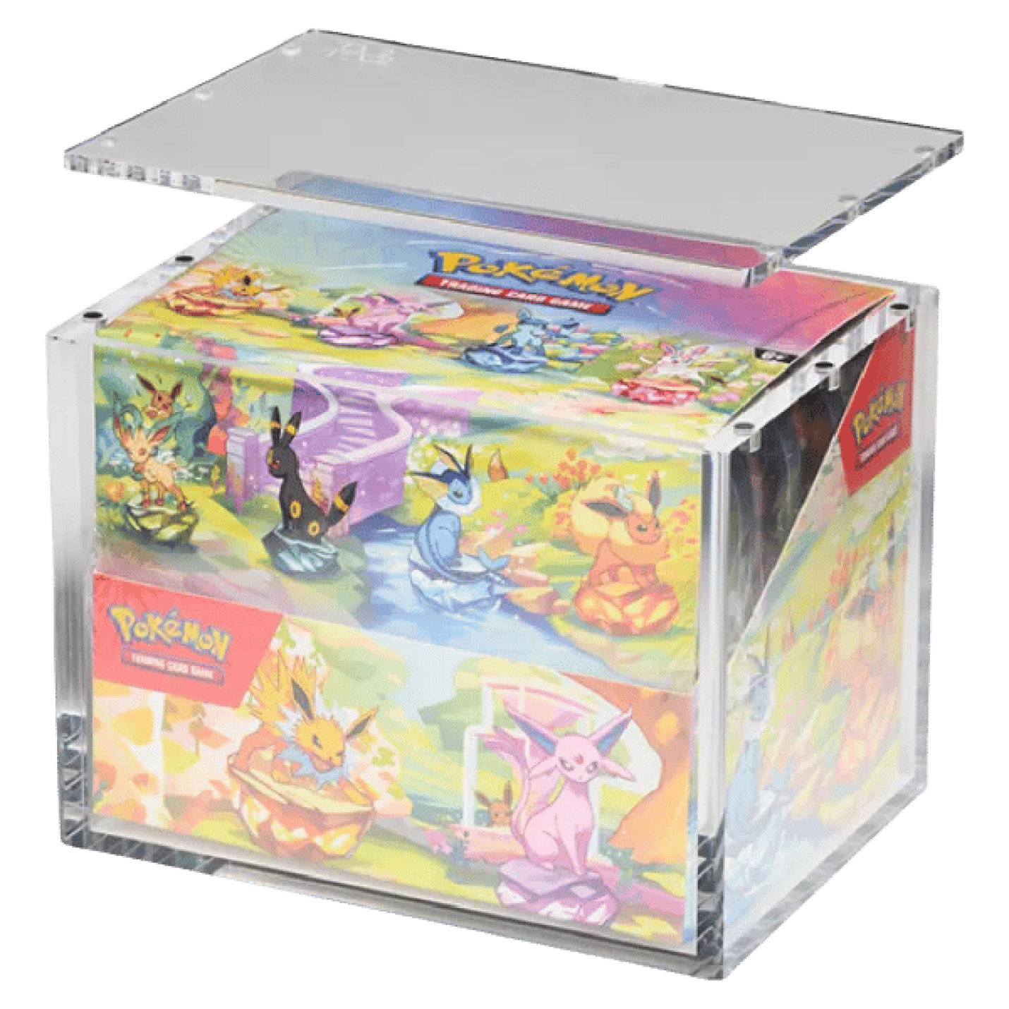 The Acrylic Box - 8 Mini Tin Display Case open met box