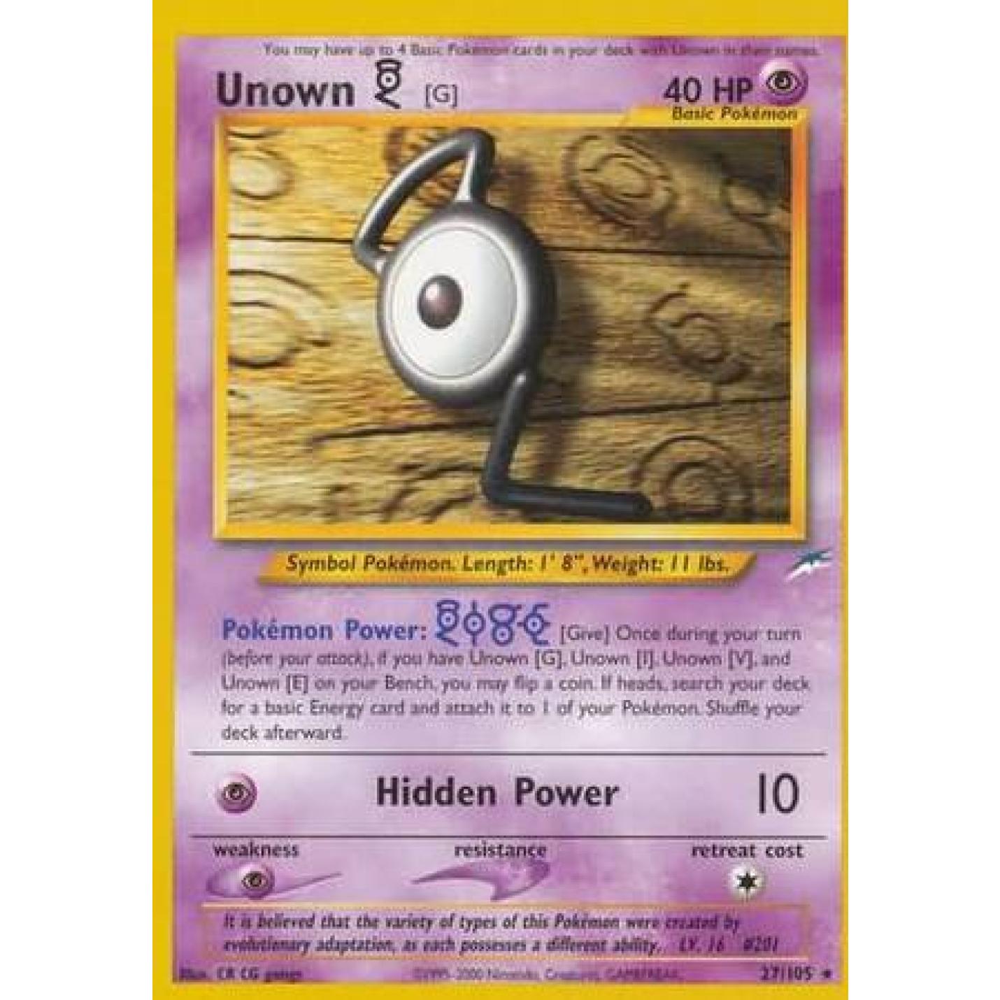 Unown [G] 27/105 - Neo Destiny (Unlimited) - Normal