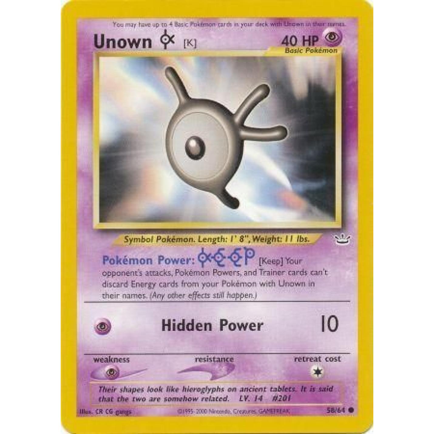 Unown [K] 58/64 - Neo Revelation (Unlimited) - Normal