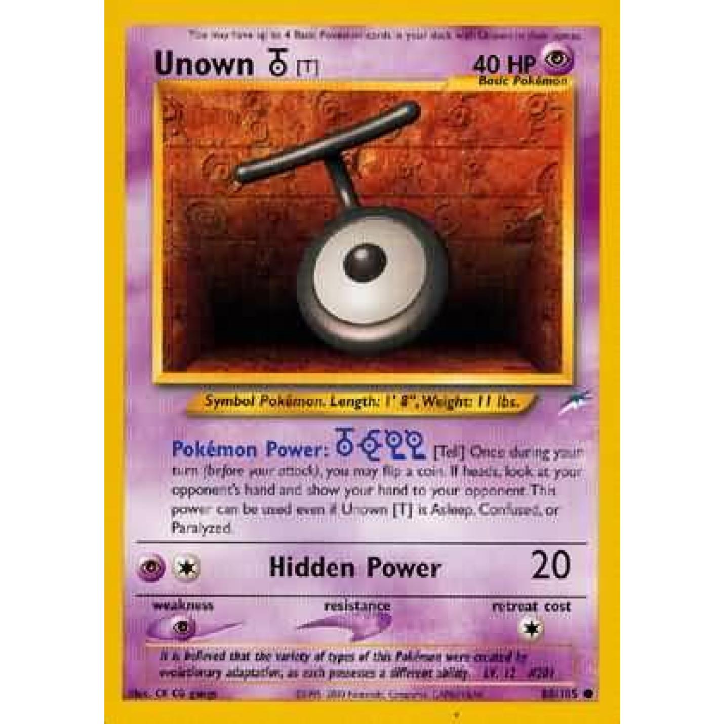 Unown [T] 88/105 - Neo Destiny (Unlimited) - Normal