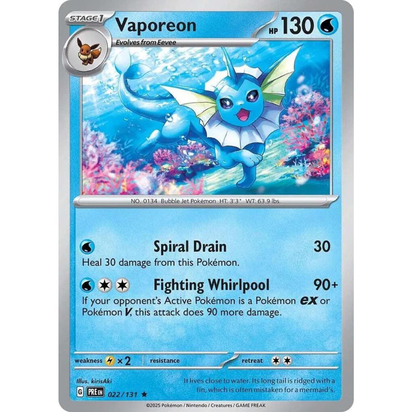 Vaporeon 022/131 - Prismatic Evolutions - Reverse Holofoil