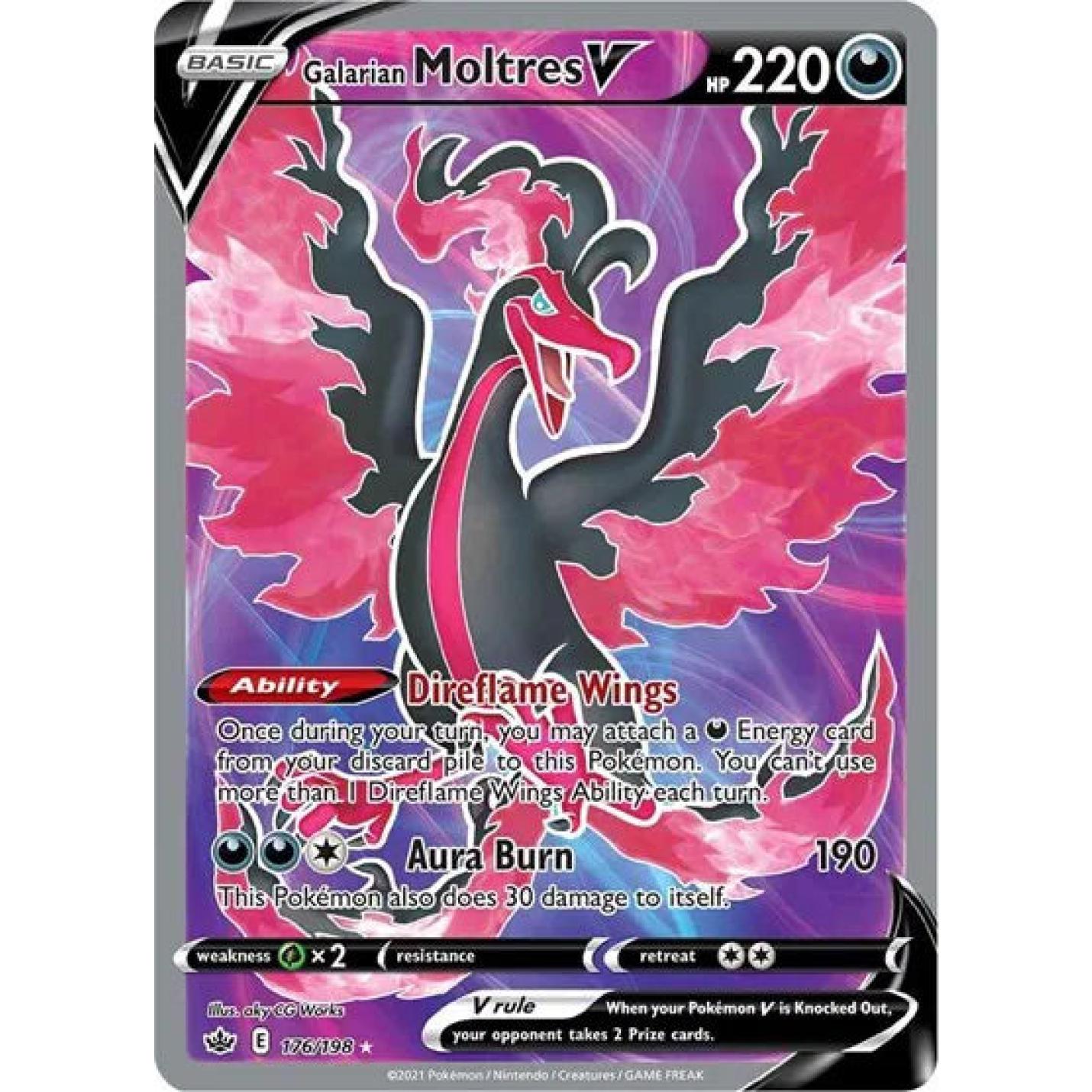Galarian Moltres V 176/198 - Chilling Reign - Holofoil