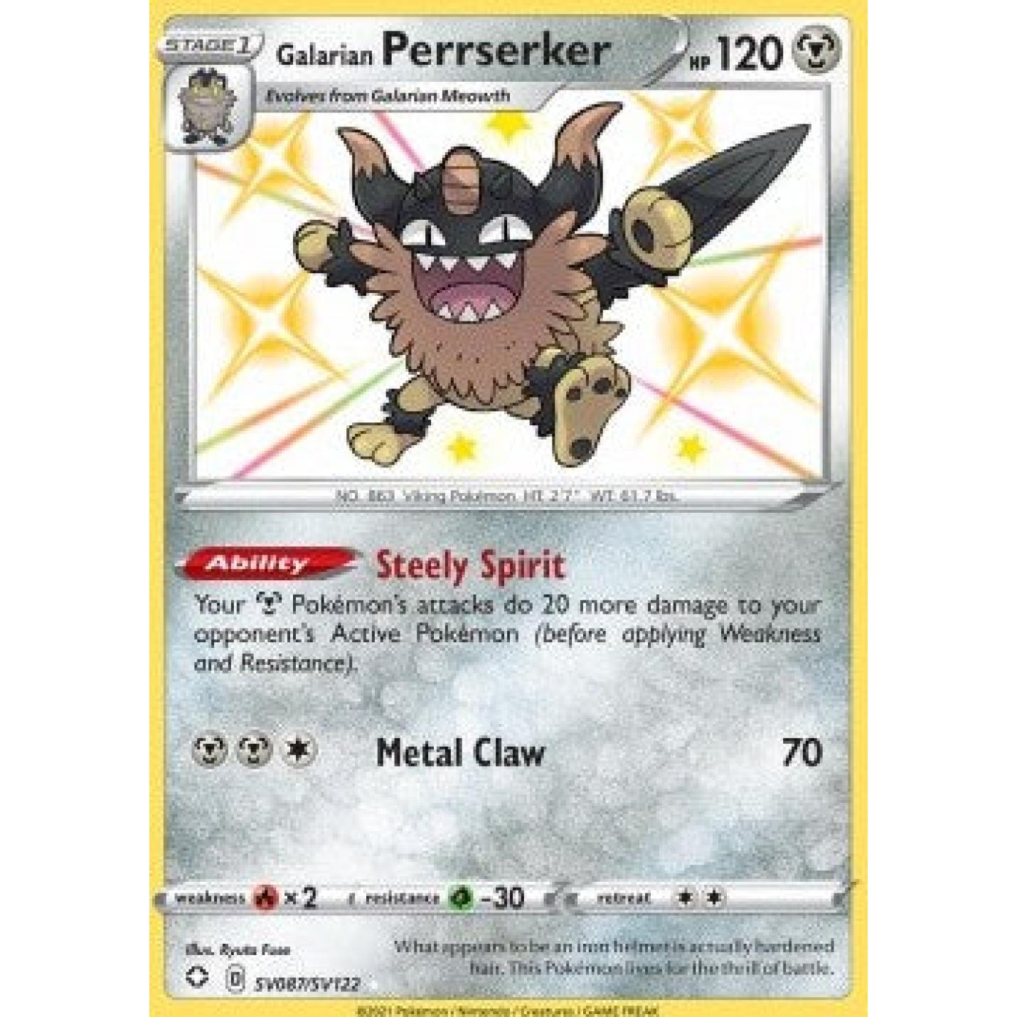 Galarian Perrserker SV087/SV122 - Shining Fates: Shiny Vault - Holofoil