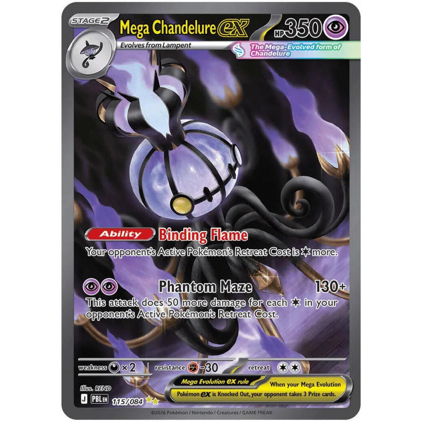 Mega Chandelure ex 115/084 - Pitch Black - Holofoil
