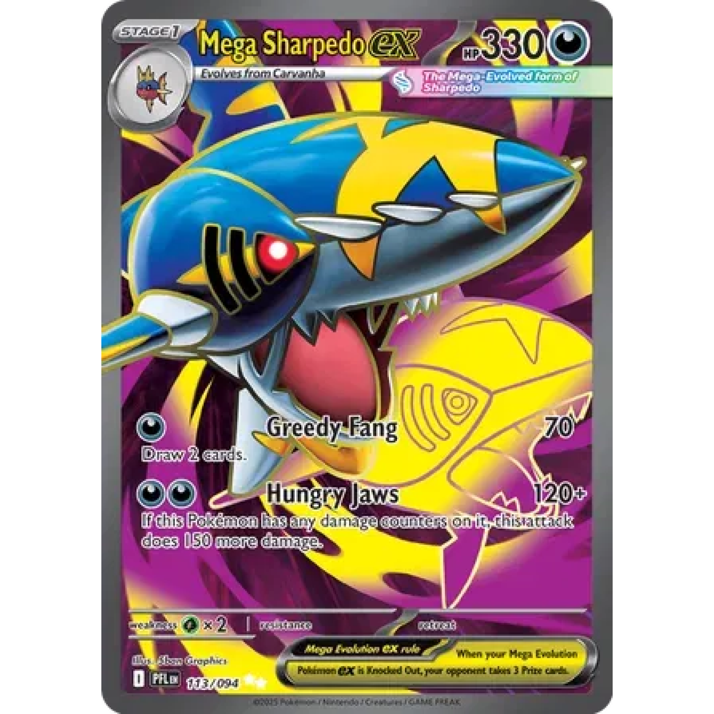 Mega Sharpedo ex 113/094 - Phantasmal Flames - Holofoil