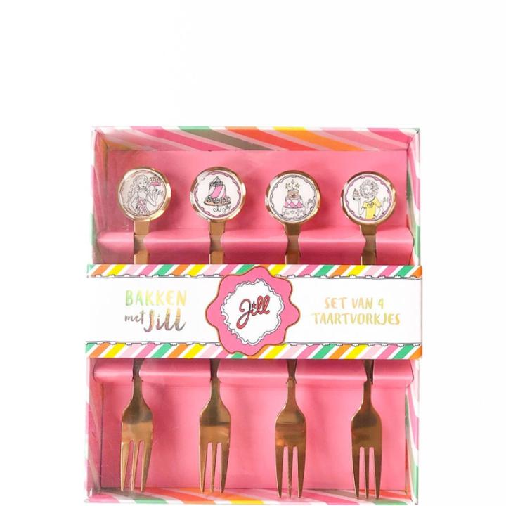 Jill - Set van 4 gebaksvorkjes 