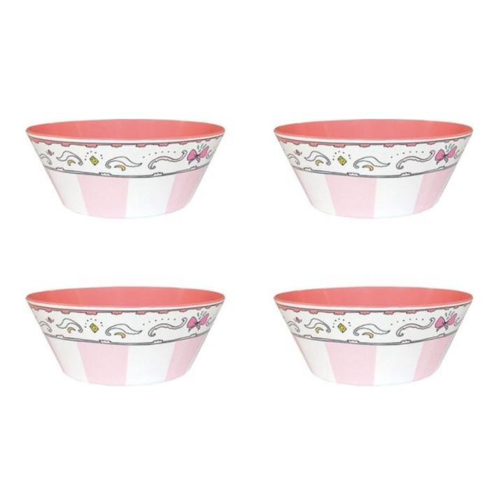 Jill - Set van 4 kommen 14,5 cm - Koraalrood - Melamine servies sinterklaas