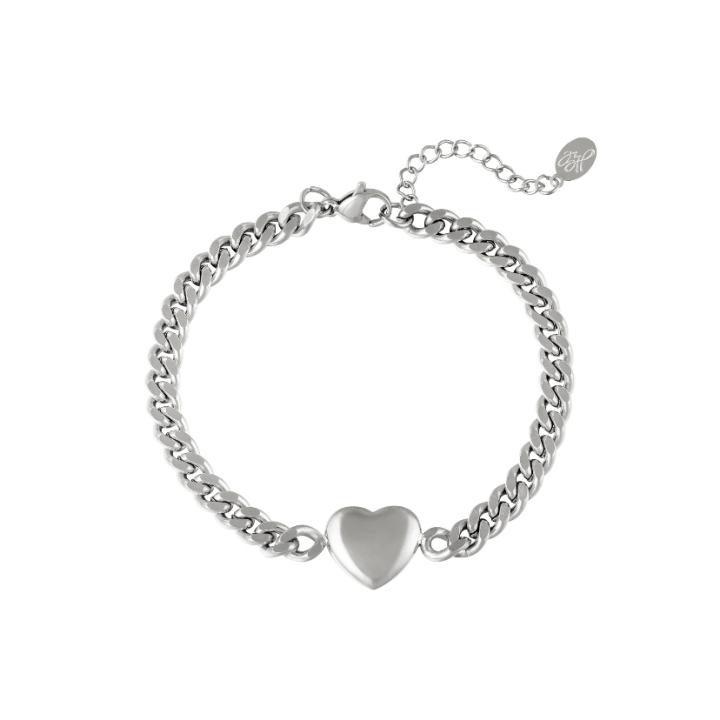 Armband chain hart - Zilverkleurig - Roestvrij staal - 16cm x 3cm