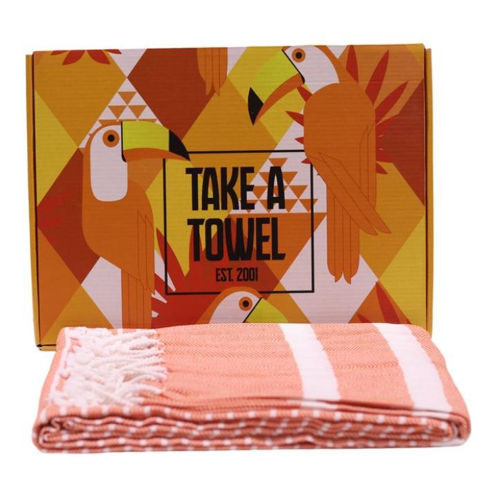 Hamamdoek - Take A Towel - fouta - 90x170 cm - 100% katoen - pestemal oranje